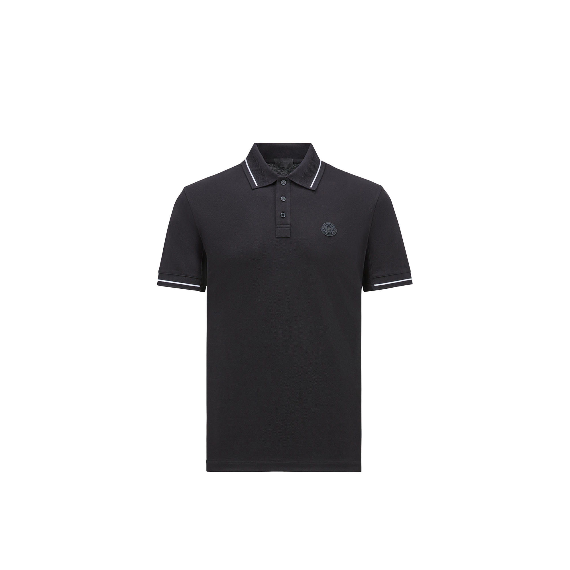 Moncler Polo En Coton À Empiècement Logo In Black