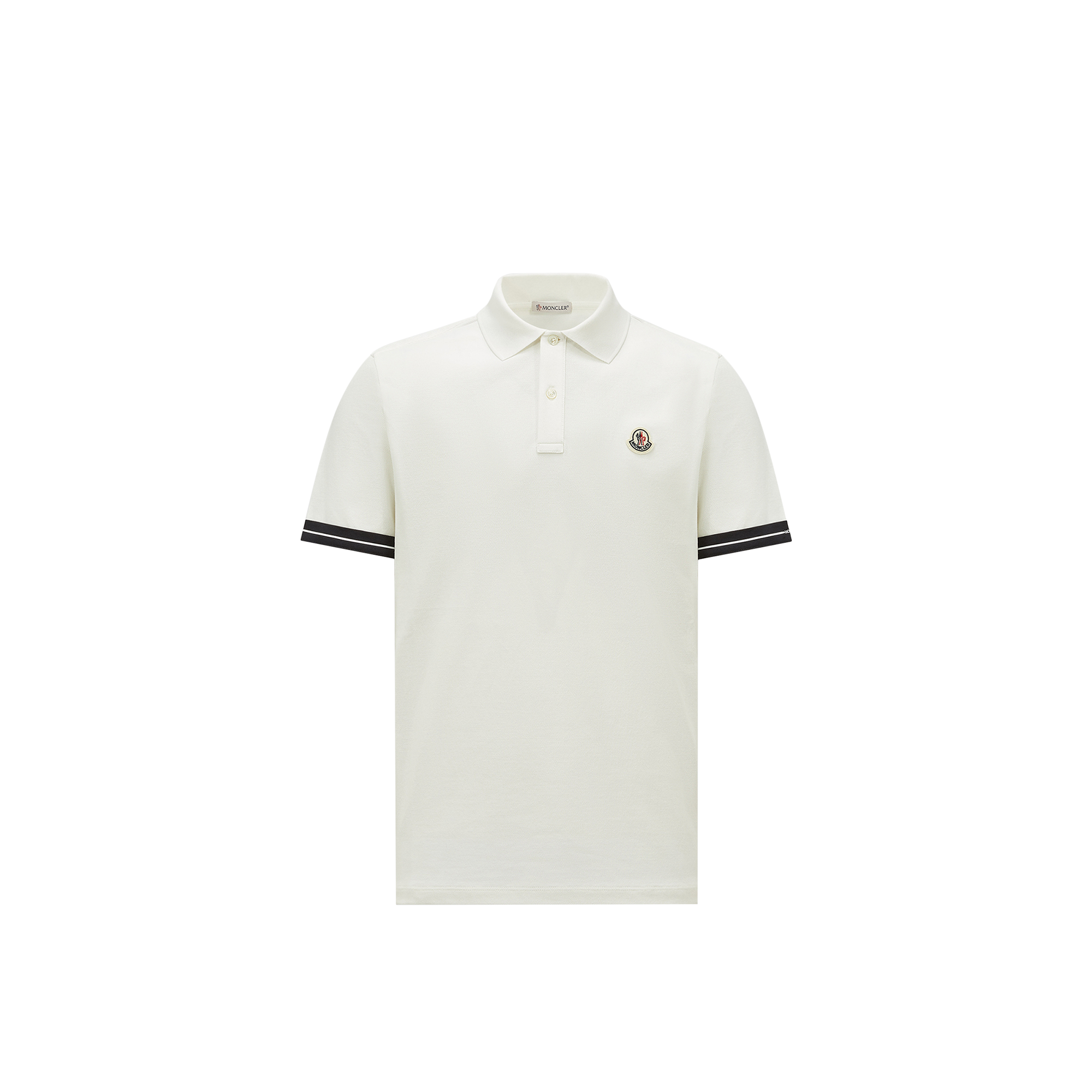 Moncler White Cotton Piquet Polo Shirt In White