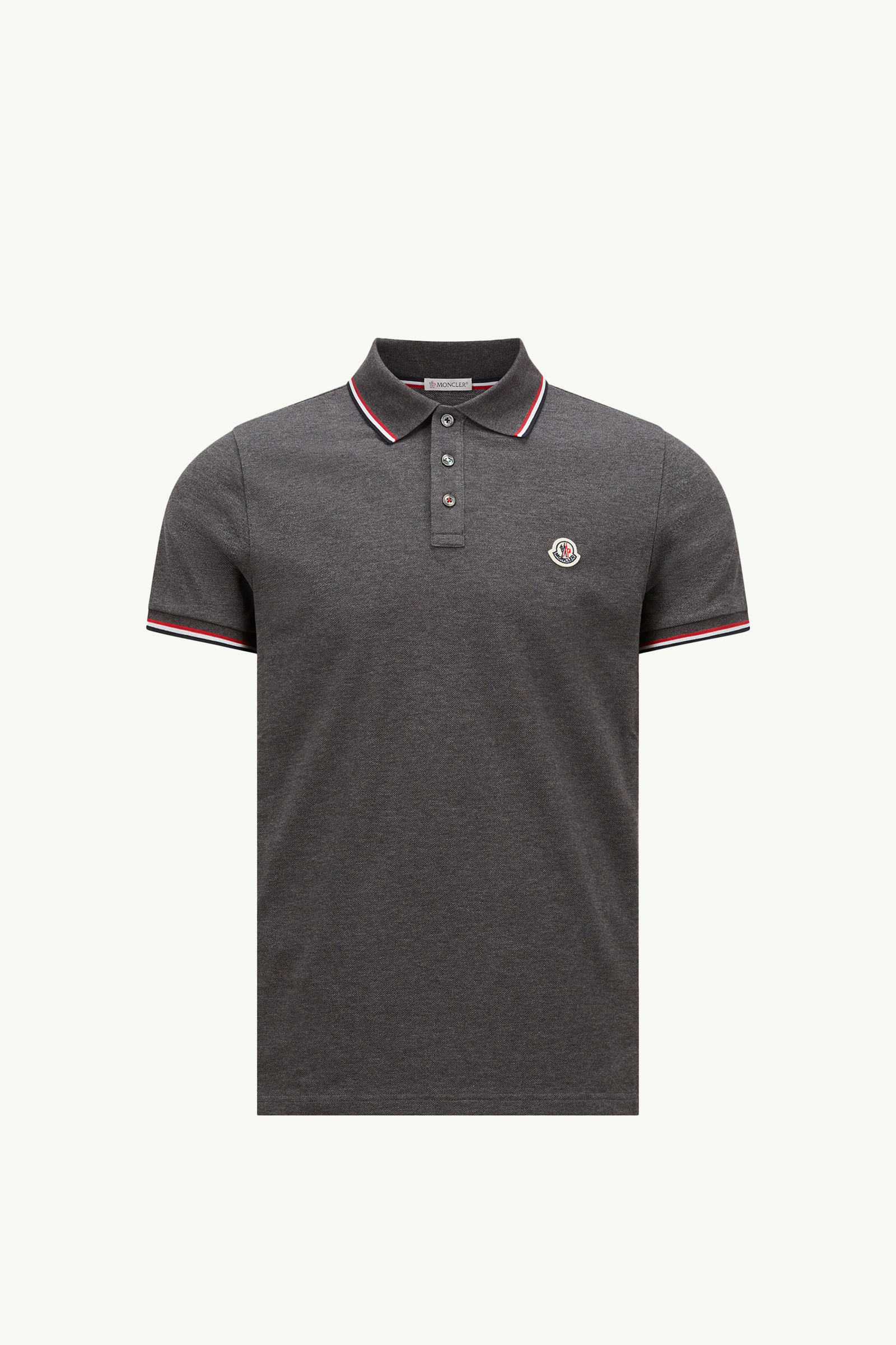 Dark Gray Tricolor-Trimmed Cotton Piquet Polo Shirt - Polos