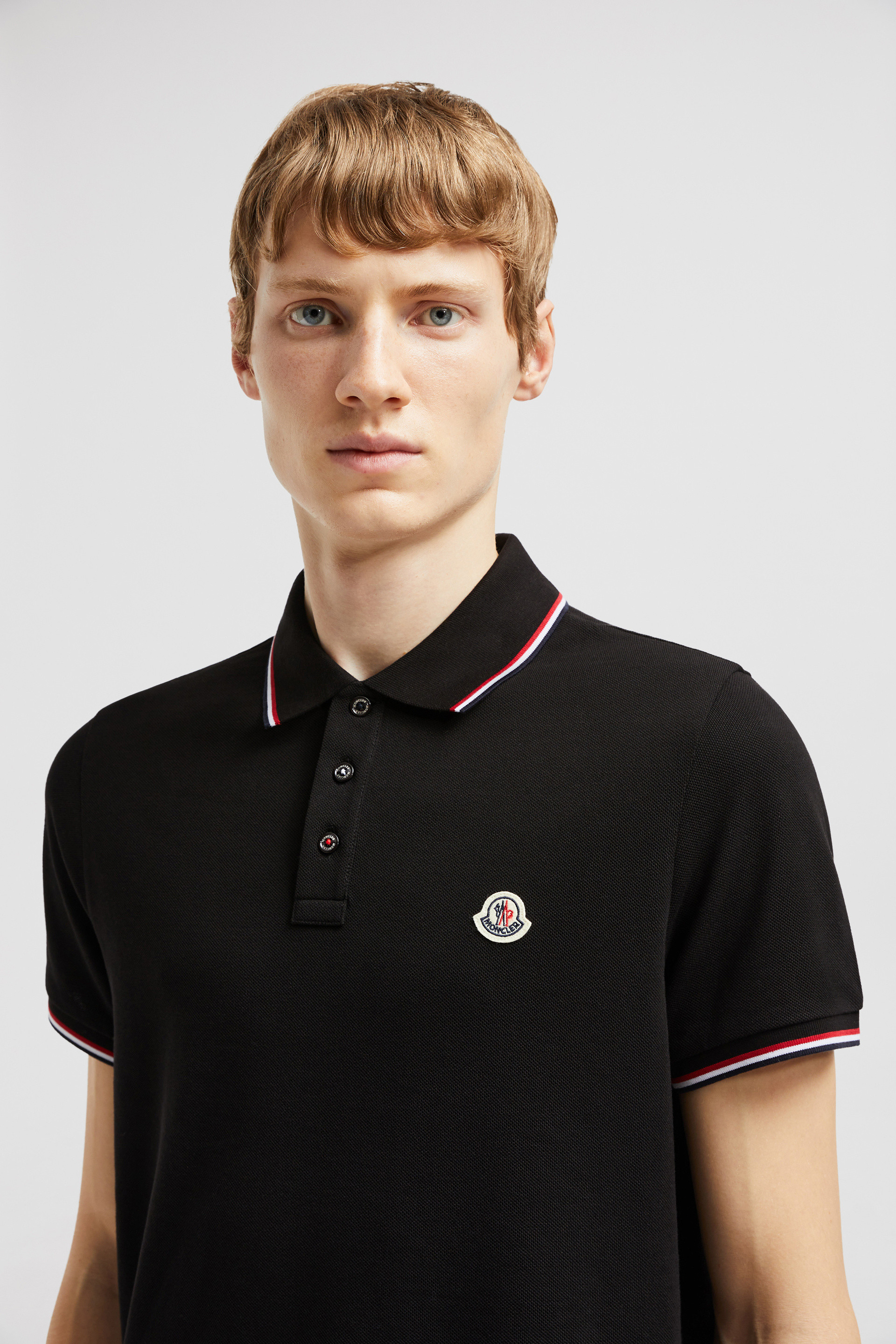 Black Tricolor Trimmed Cotton Piquet Polo Shirt Polos T shirts for Men Moncler CA