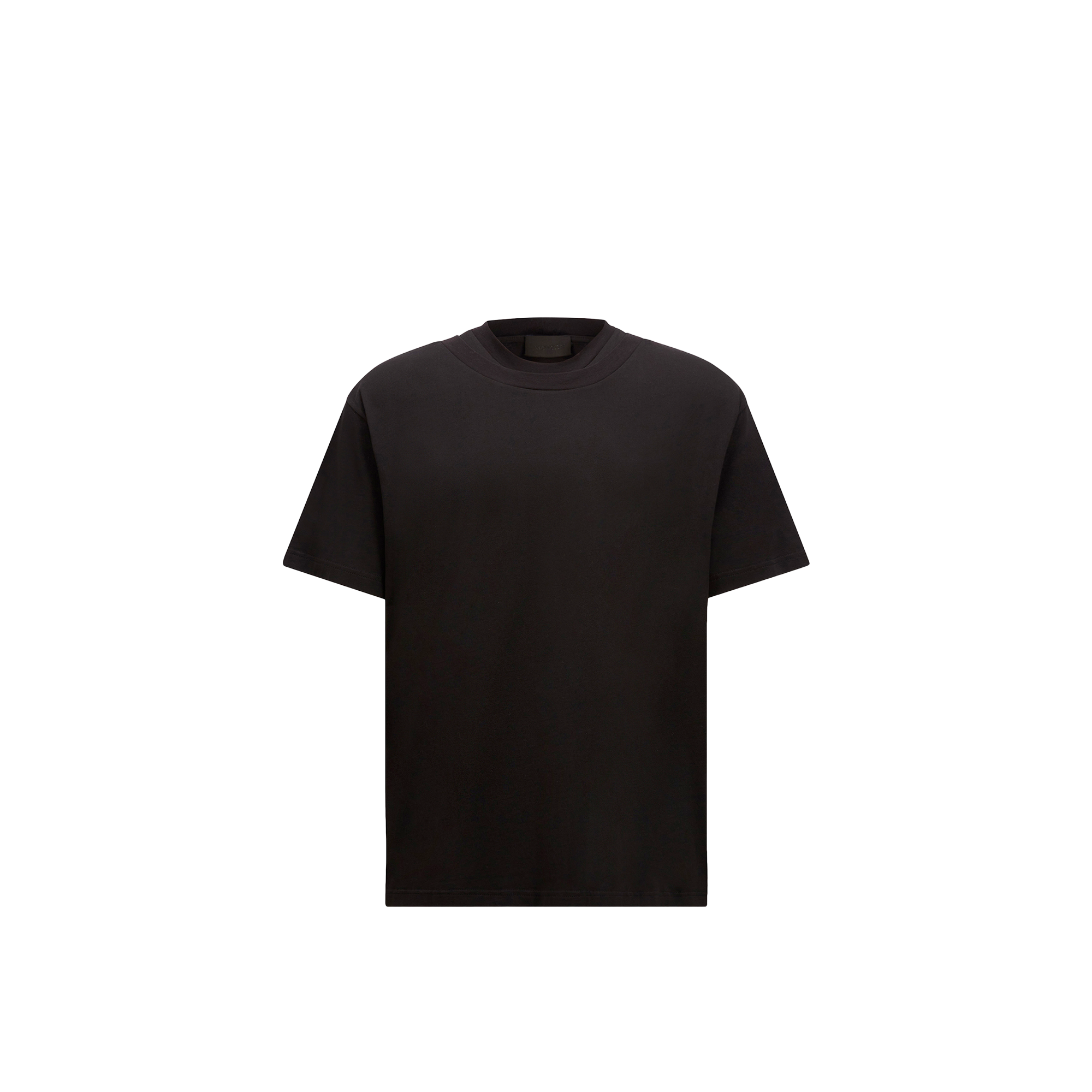 Moncler Double Collar Cotton T-shirt In Black