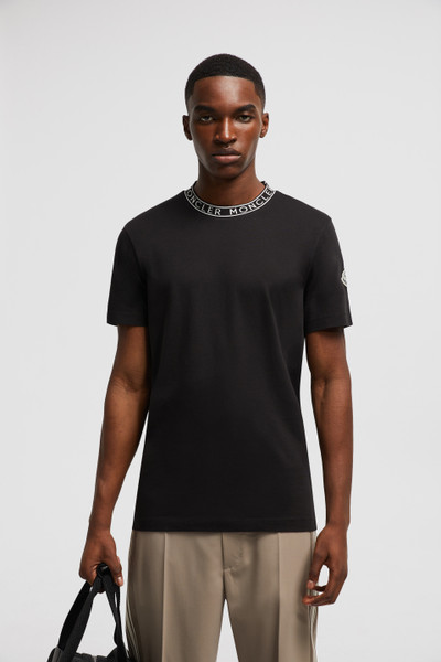 Black Logo-Trimmed Cotton T-Shirt - Polos & T-shirts for Men | Moncler US