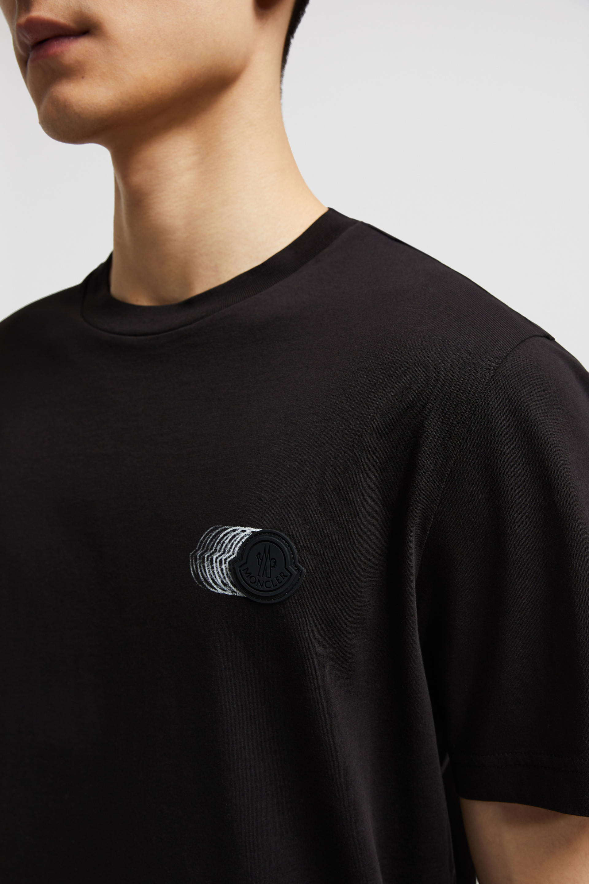 Black Faded Logo Motif Cotton T-Shirt - Polos & T-shirts for Black Faded Logo Motif Cotton T-Shirt - Polos & T-shirts for