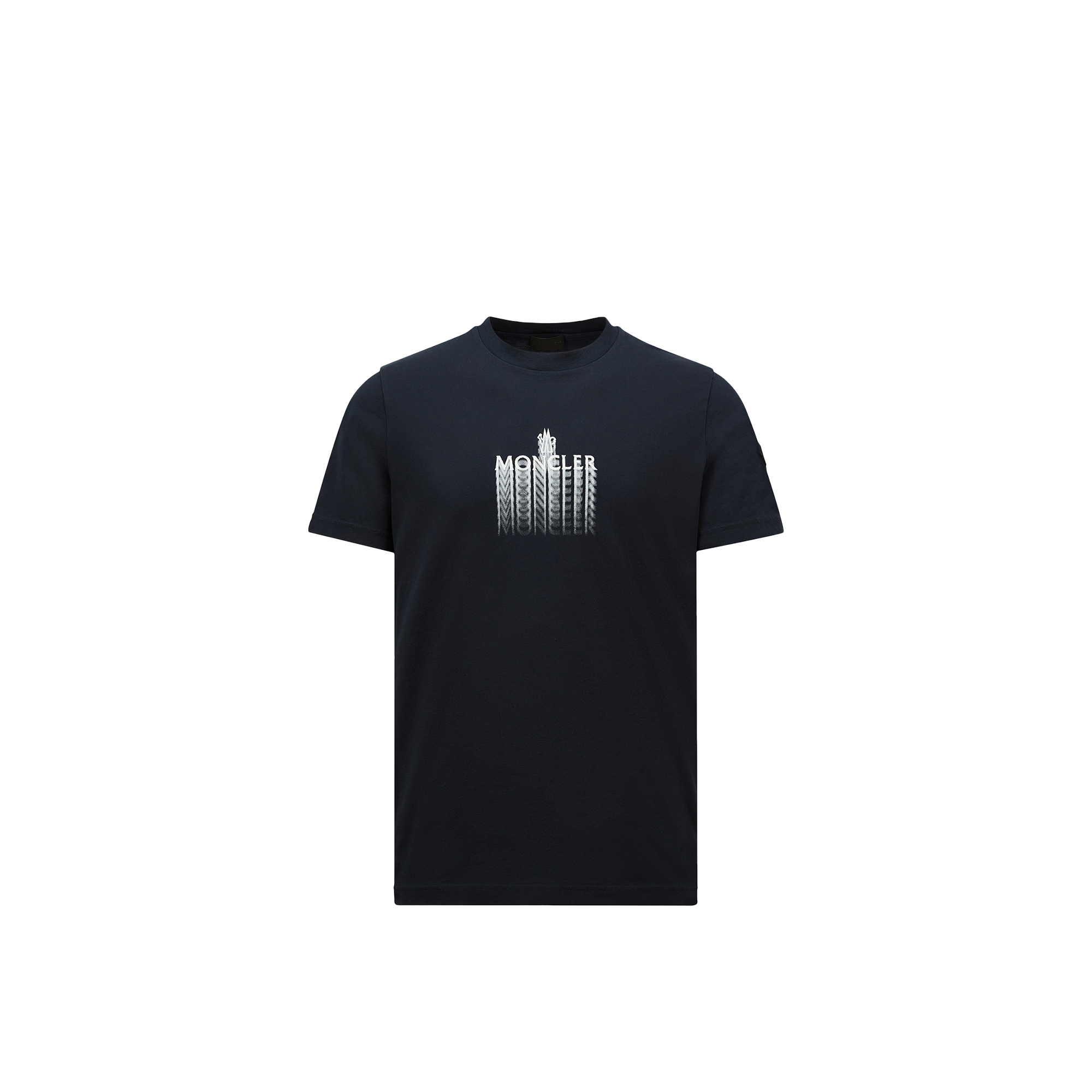 Moncler Faded Logo Cotton T-shirt In Blue