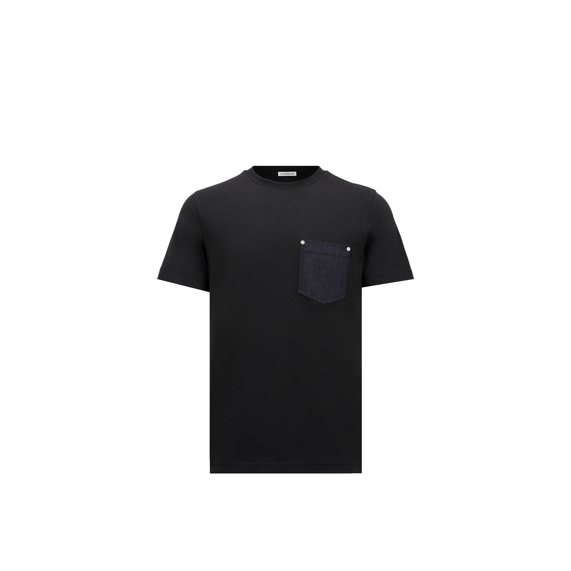 Moncler T-shirt En Coton Et Denim Avec Poche In Bleu