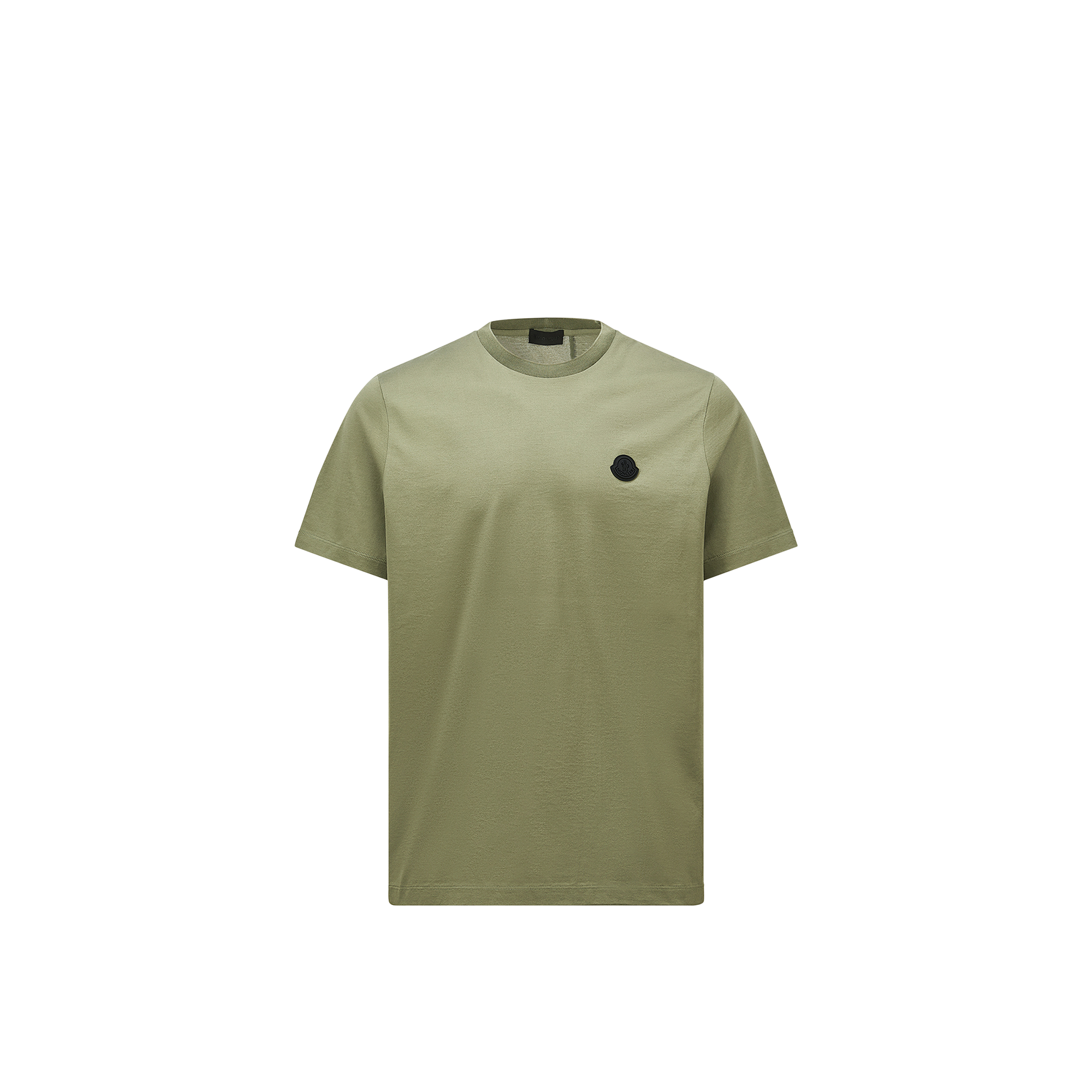 Moncler Vertical Back Logo Cotton T-shirt Green In Green