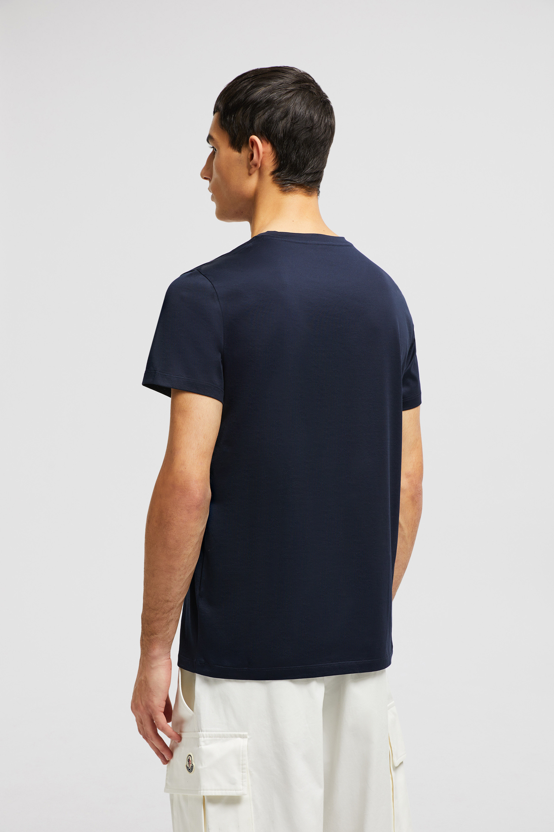 Dark Blue Double Logo Patch Cotton T-Shirt - Polos & T-shirts for Men |  Moncler US