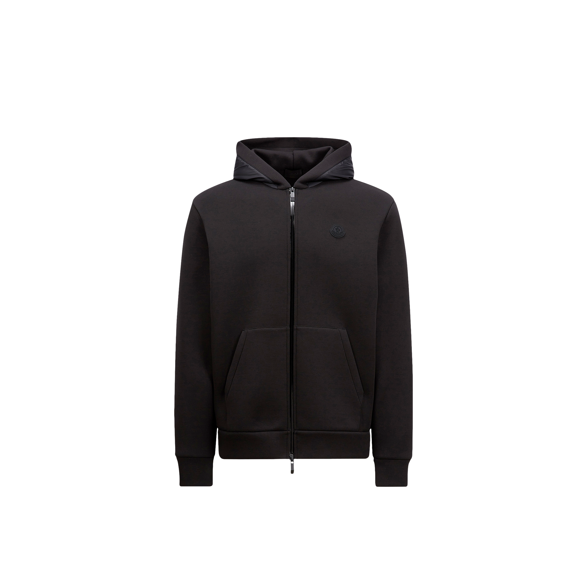 Moncler Cardigan Zippé En Coton Et Néoprène In Black
