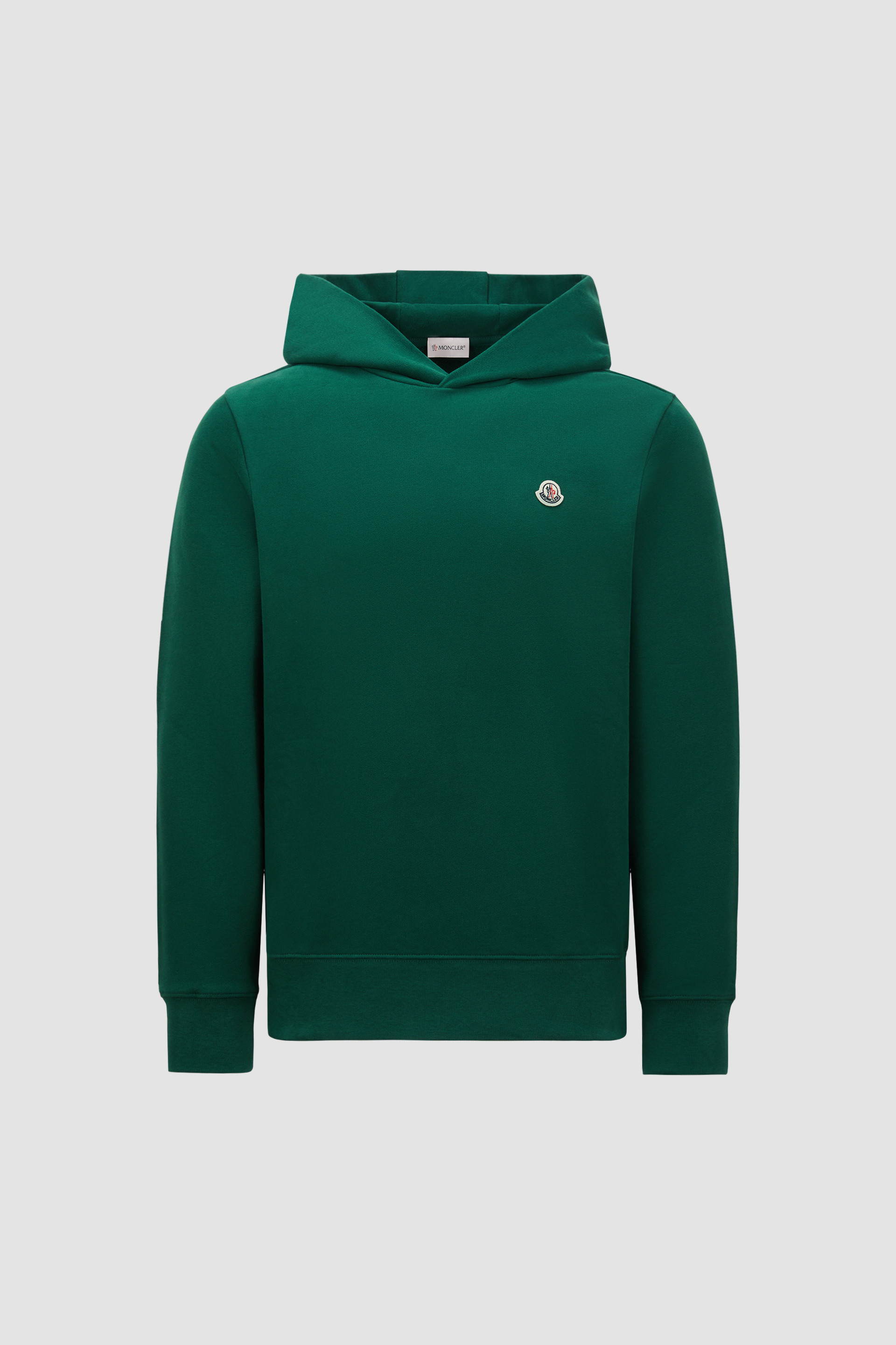 Emerald Green Logo Patch Cotton Hoodie Sweatshirts for Men Moncler HK