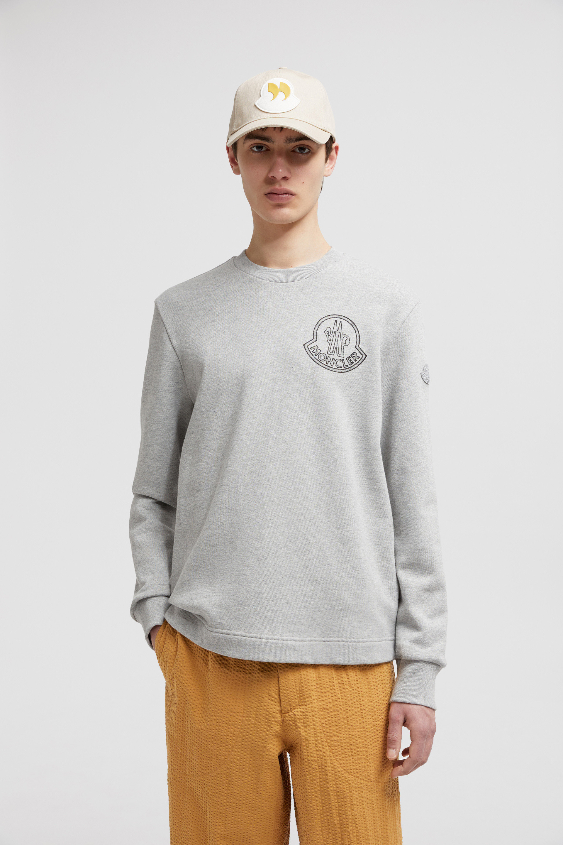 Moncler - Logo-Print Striped Cotton-Jersey Sweatshirt - Gray