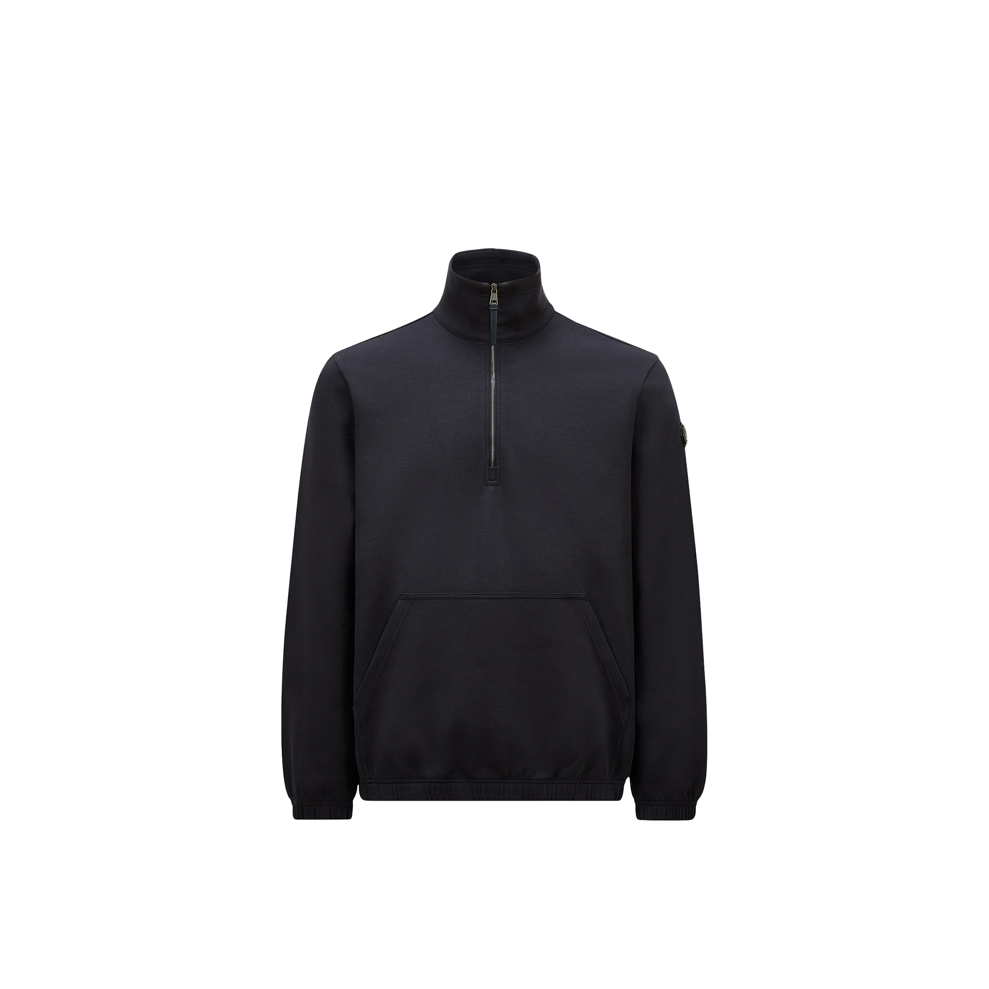 Moncler Logo-appliquéd Cotton-blend Jersey Half-zip Sweatshirt In Blue