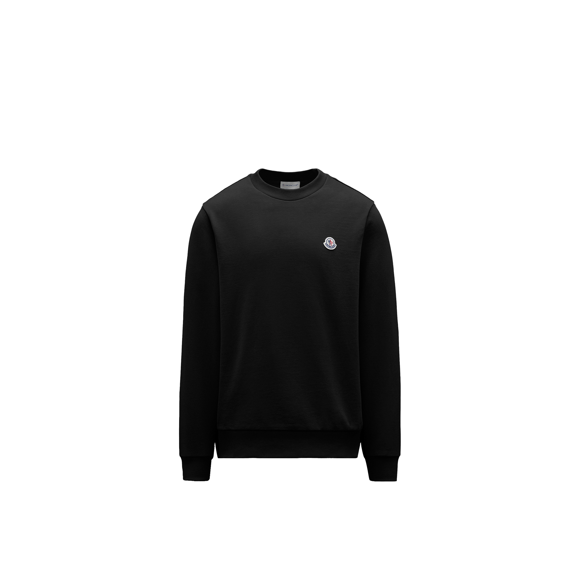 Moncler Men Logo Patch Cotton Sweatshirt Black In Black