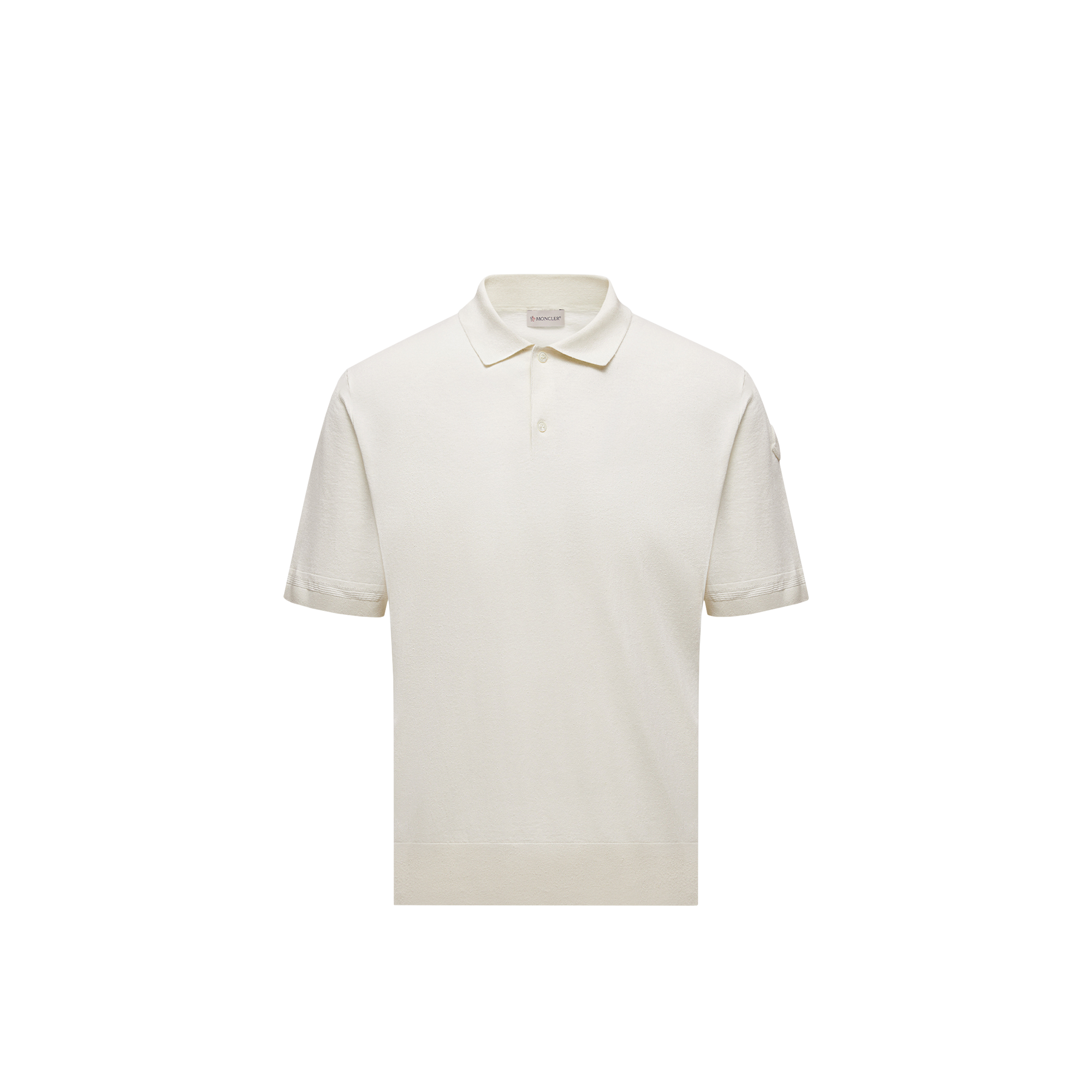 MONCLER COLLECTION Silk & Linen Knit Polo Shirt, Men, White, Size: M
