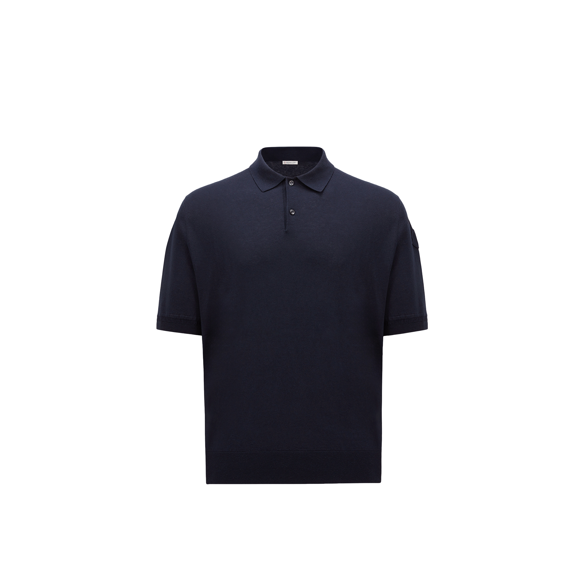 Moncler Polo En Maille De Soie Et Lin In Bleu