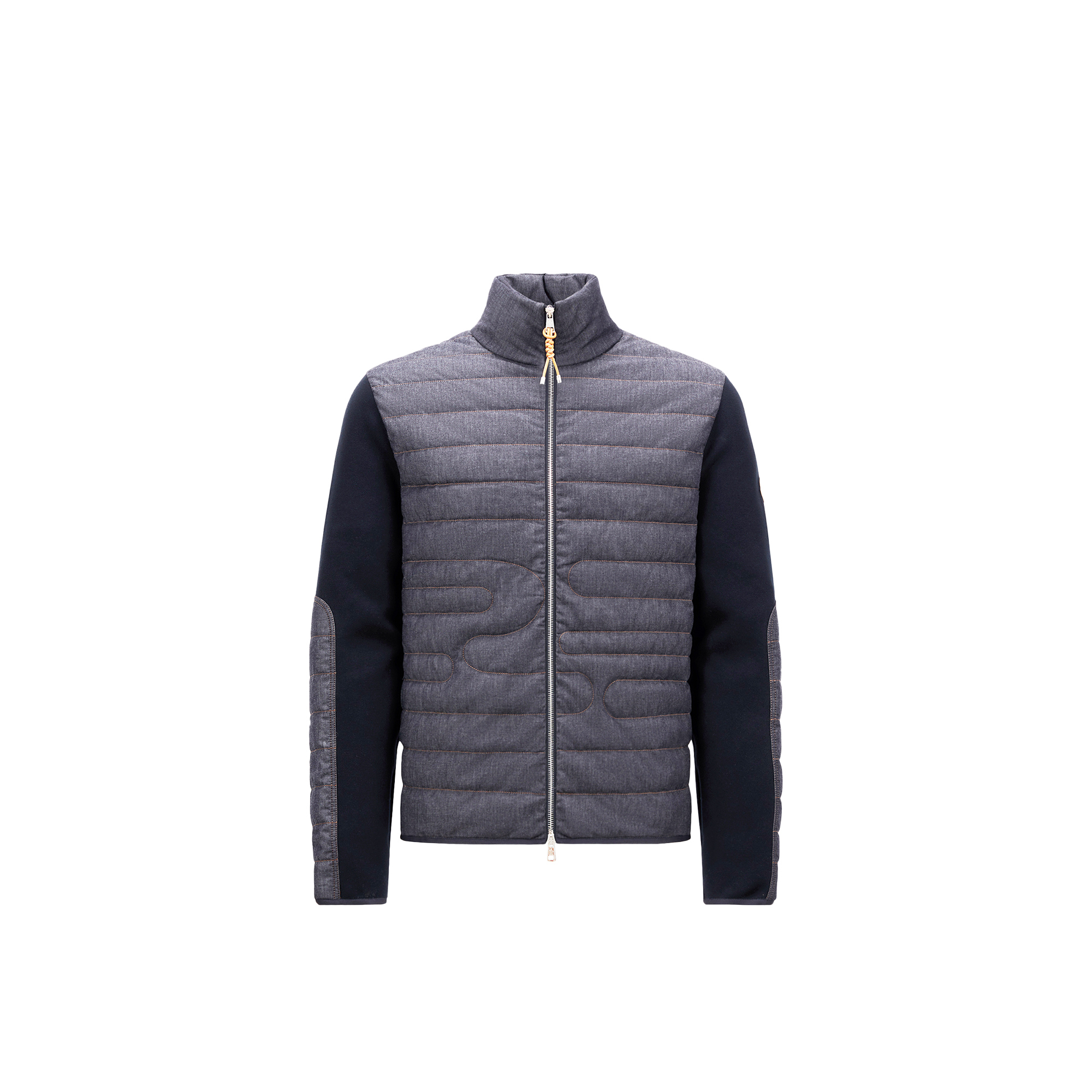 Moncler Cardigan En Denim Matelassé Effet Serpent In Blue