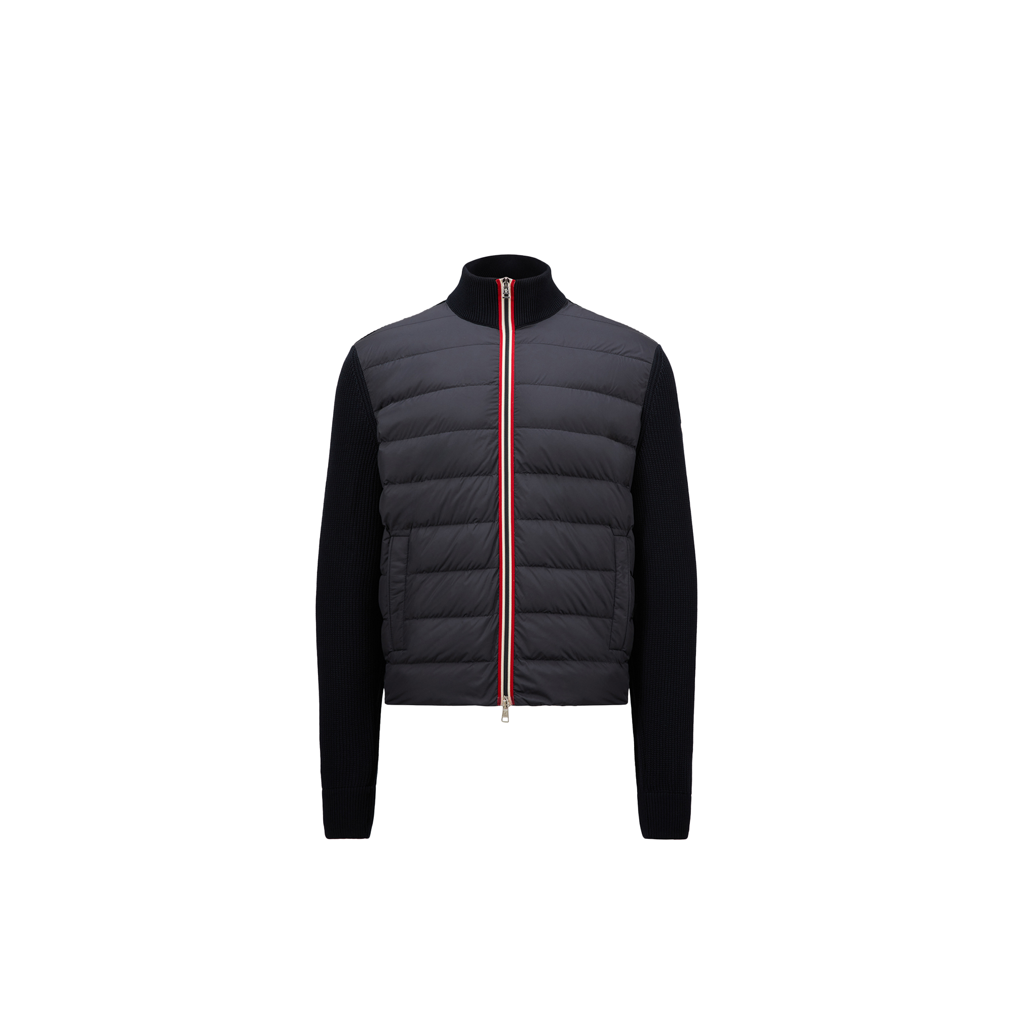 Moncler Cardigan Zippé Matelassé En Coton In Blue
