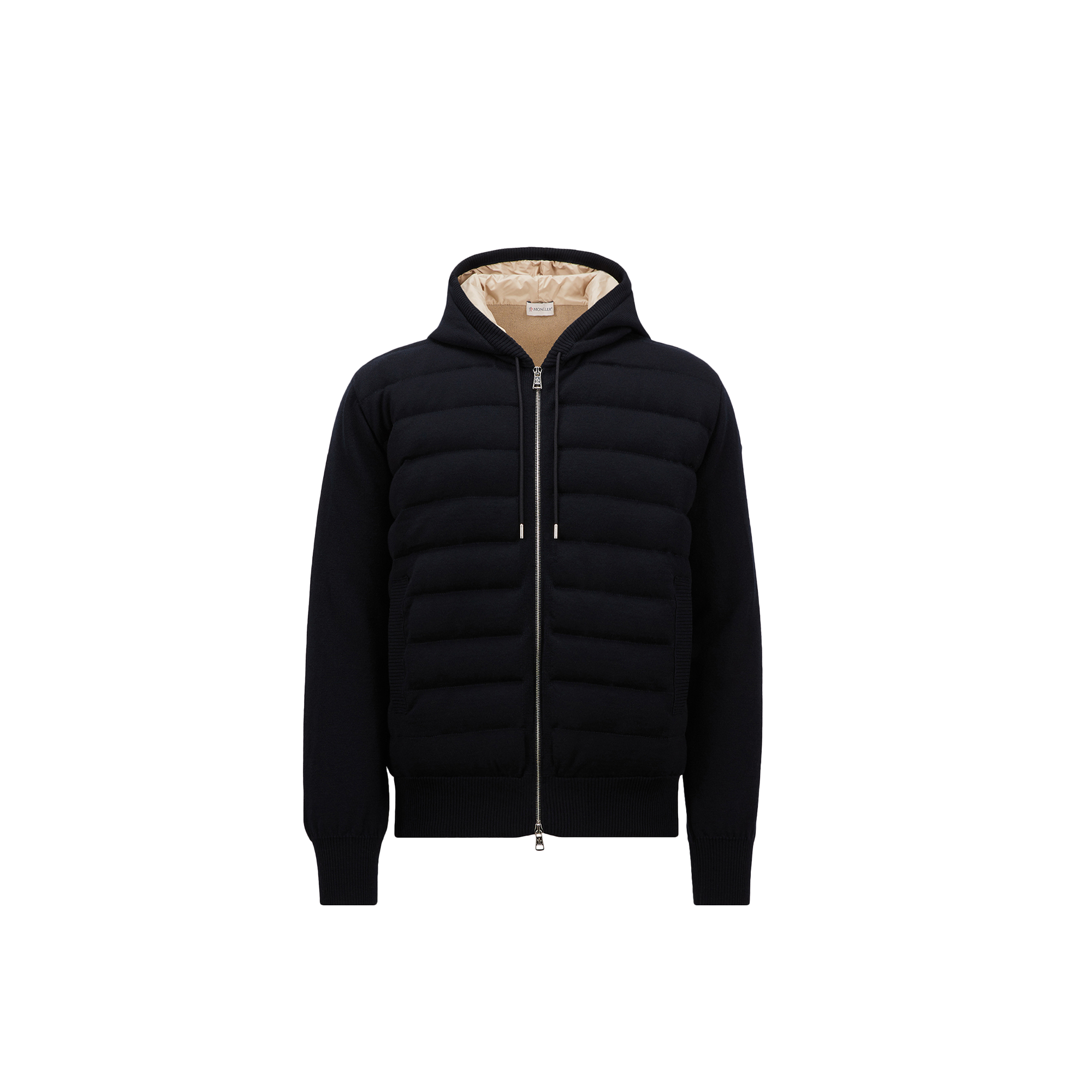 Moncler Sweat À Capuche Zippé Matelassé En Laine In Blue