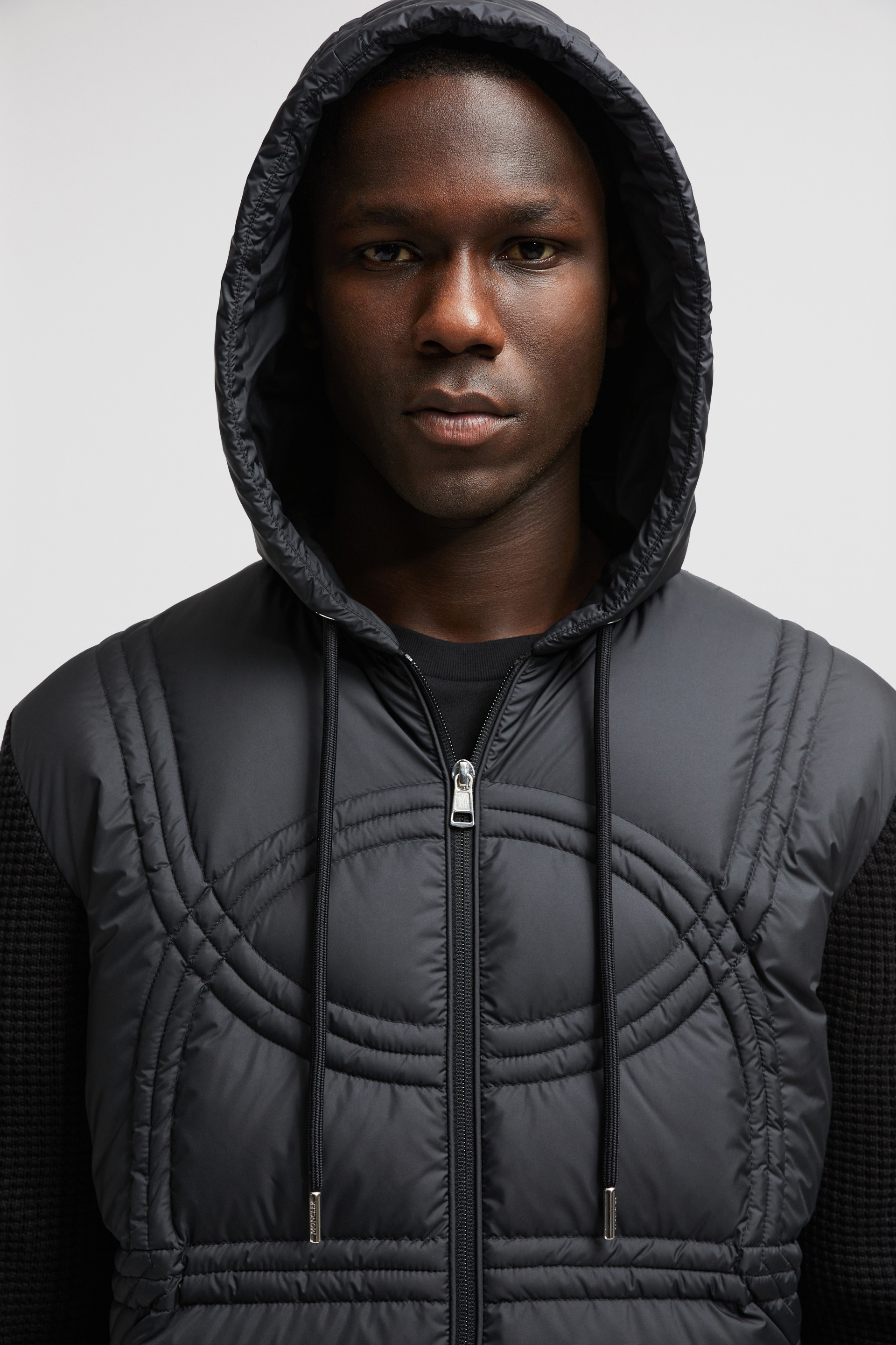 Black Logo-Quilted Padded Cotton Zip-Up Hoodie - Sweaters