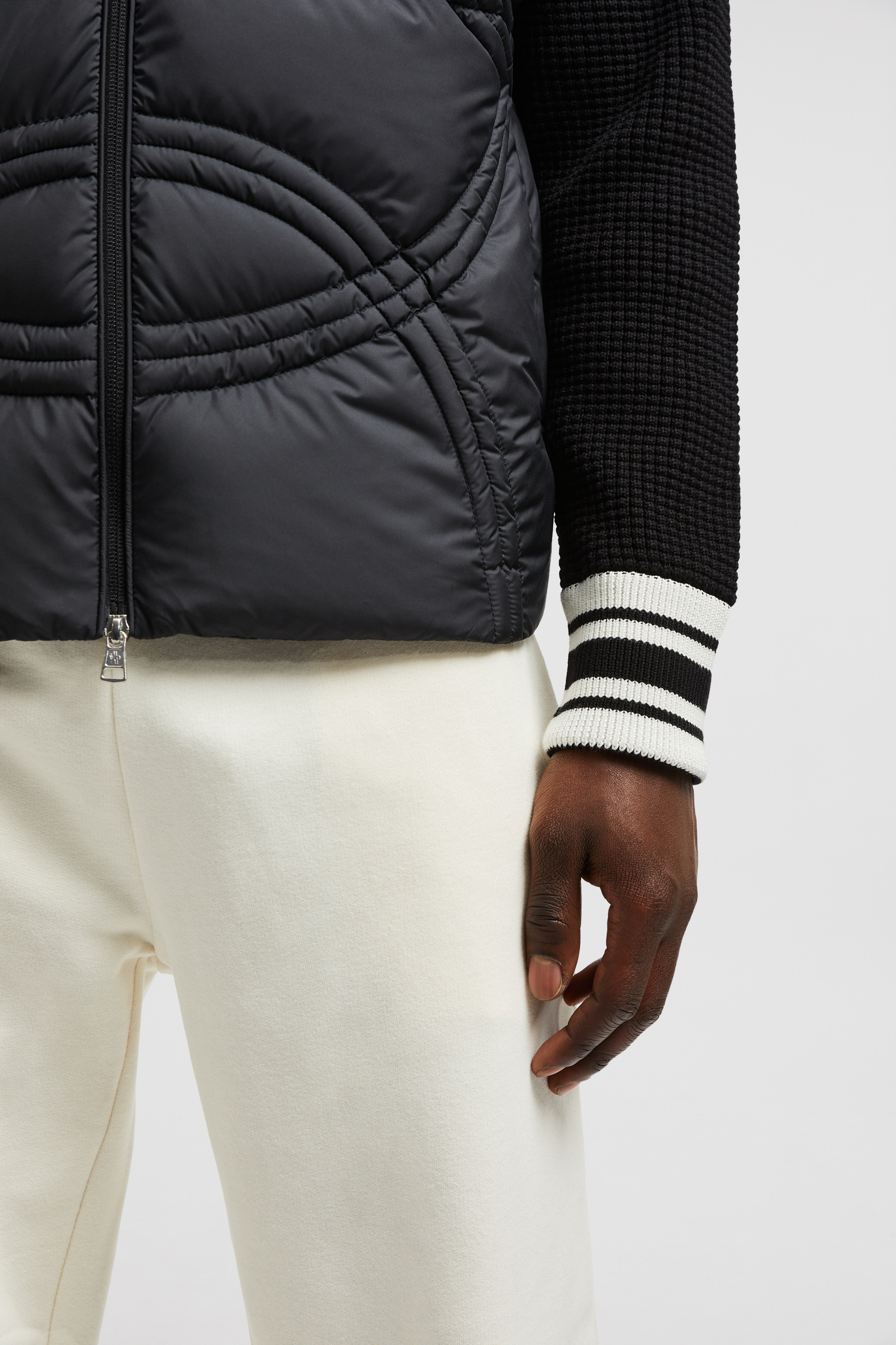 Black Logo-Quilted Padded Cotton Zip-Up Hoodie - Sweaters