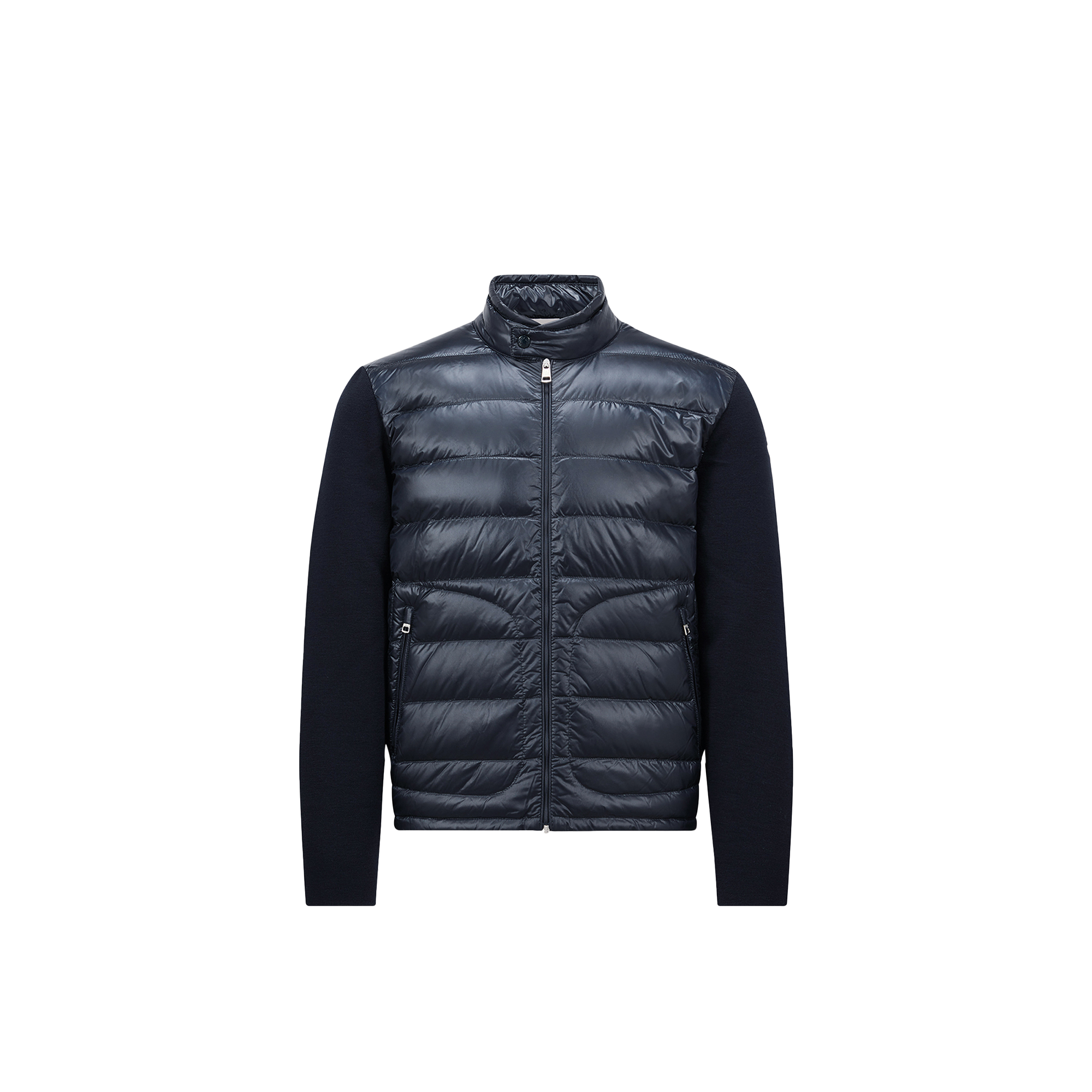 Moncler Cardigan Zippé Matelassé En Laine In Blue