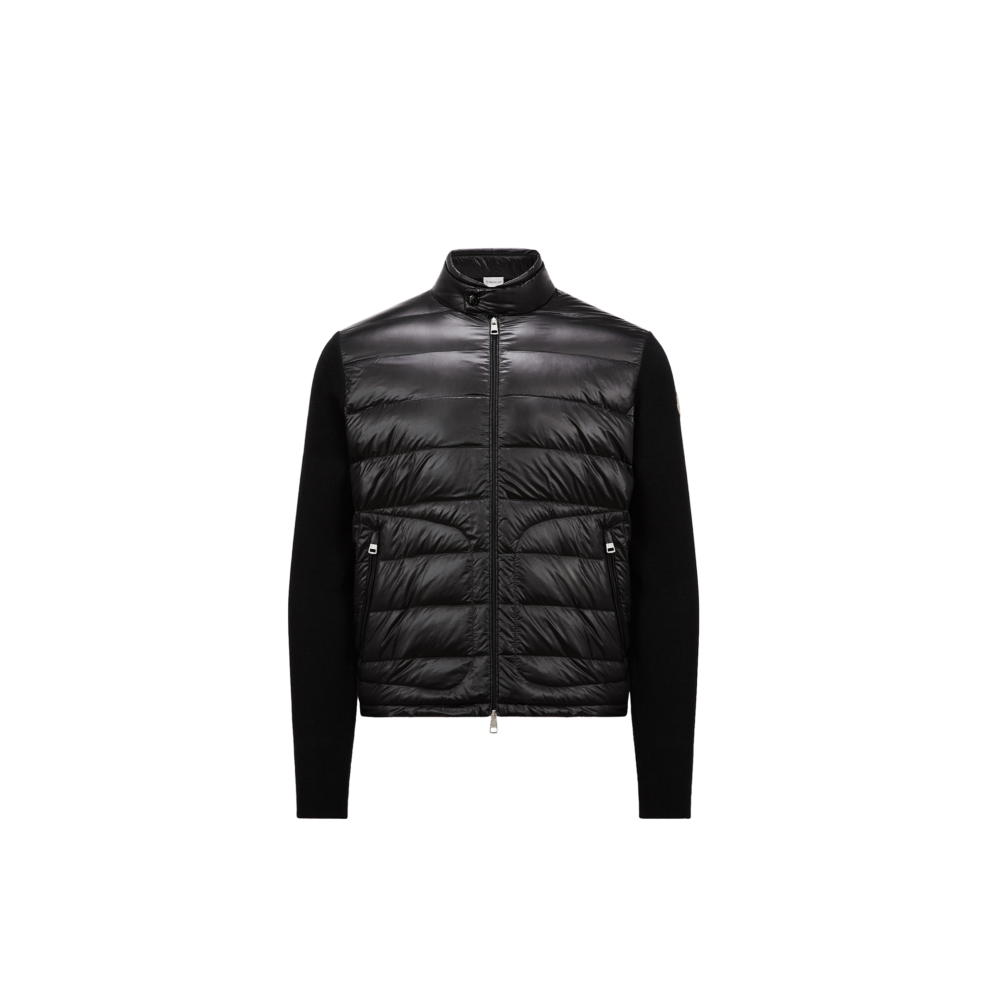 Moncler Long-sleeved Splicing Detail Down Jacket In Black