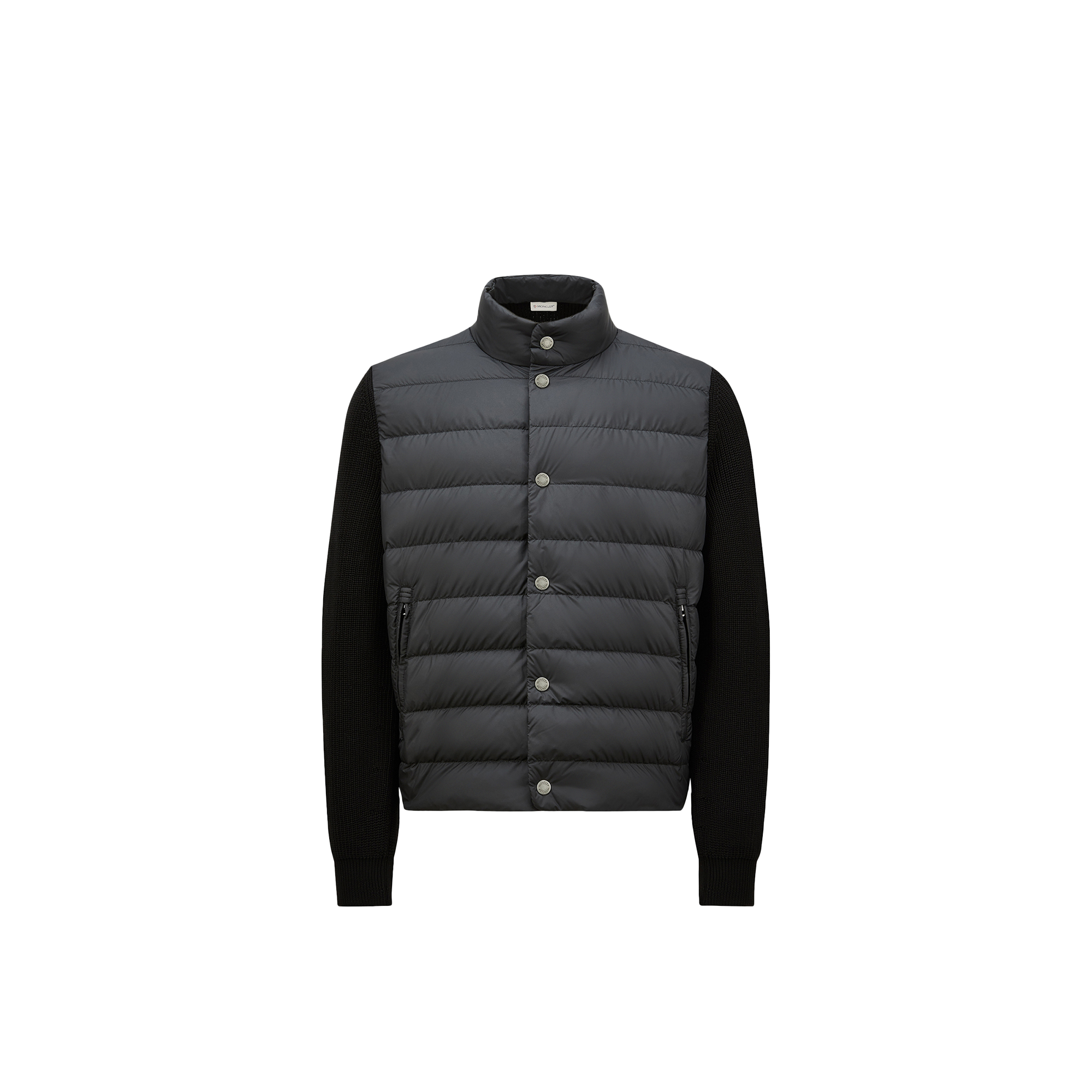 Moncler Cardigan Zippé Matelassé En Coton In Black