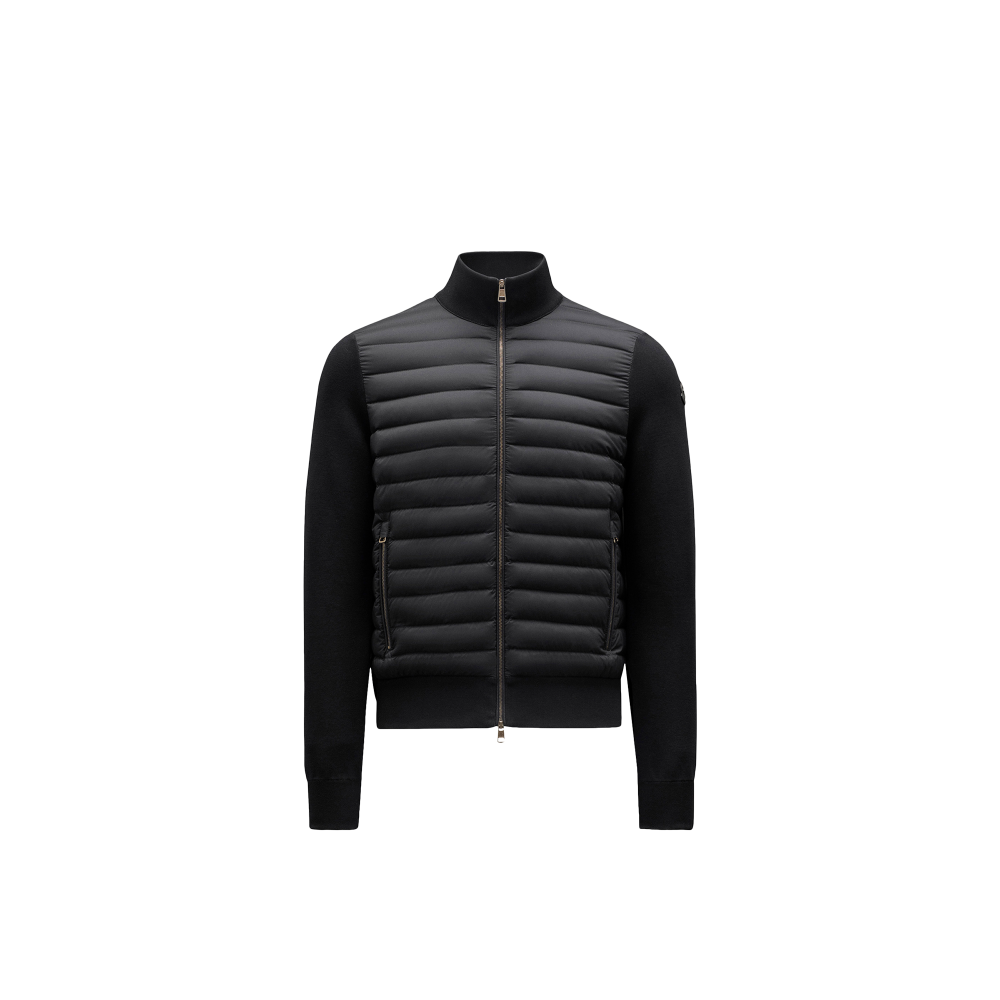 Moncler Men's Navy Stretch Cotton Blend Cardigan In Black