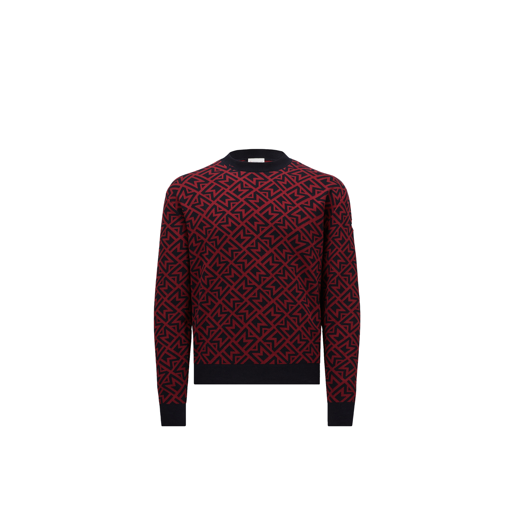 Moncler Pull En Jacquard De Coton Monogramme In Burgundy