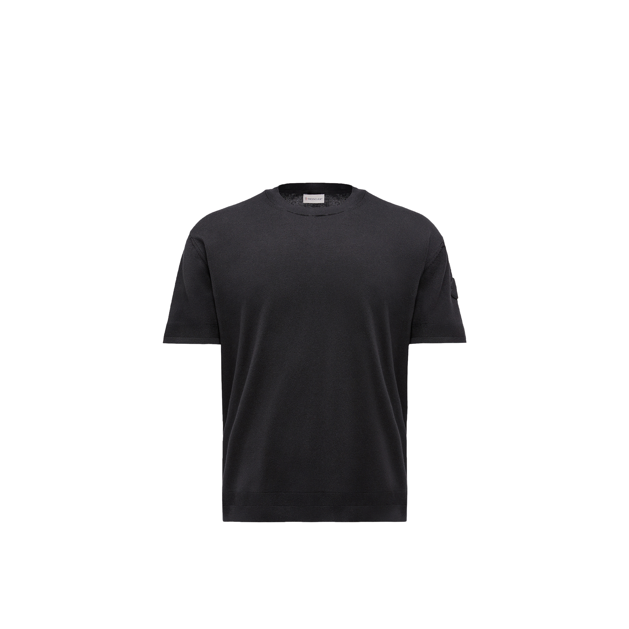 Moncler Crew Neck Patch Detail Short Sleeves T-shirt In Black
