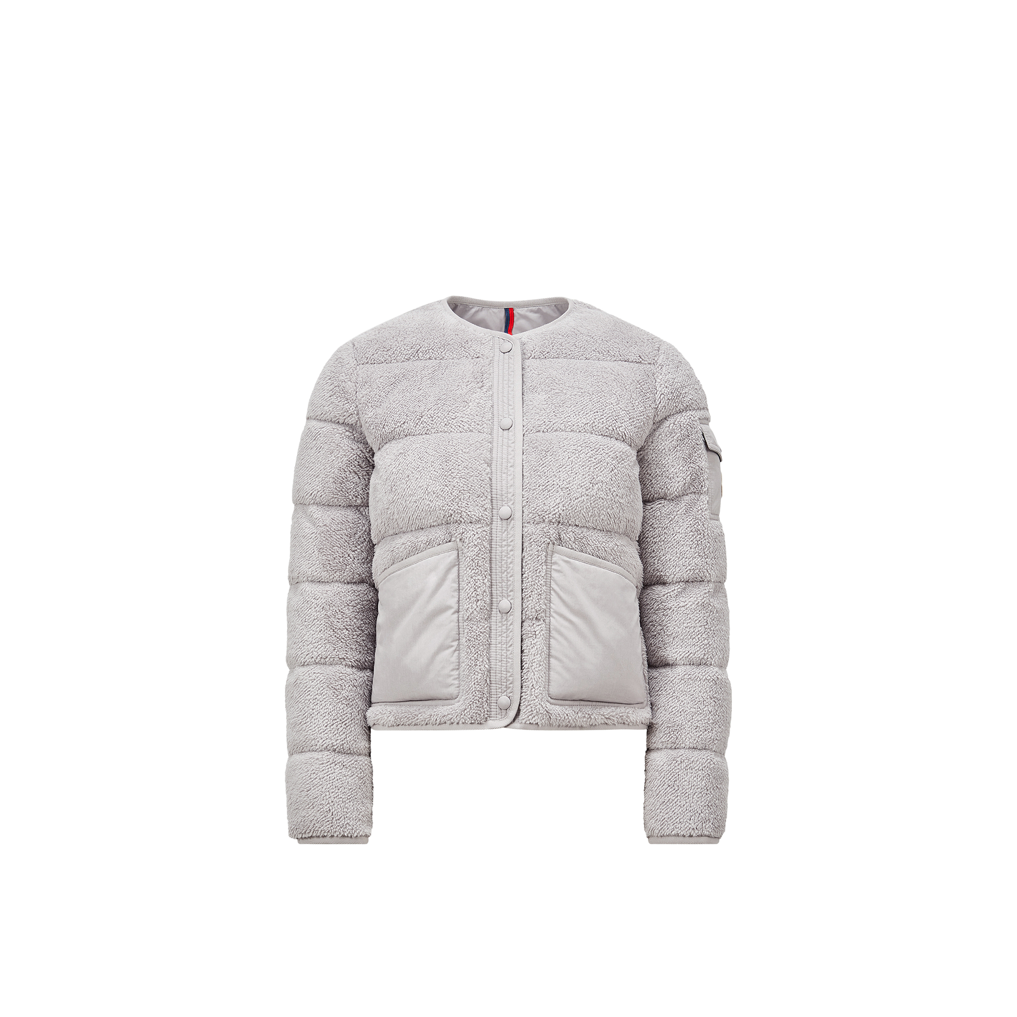 Moncler Floyrac Teddy Short Down Jacket Grey In Gray