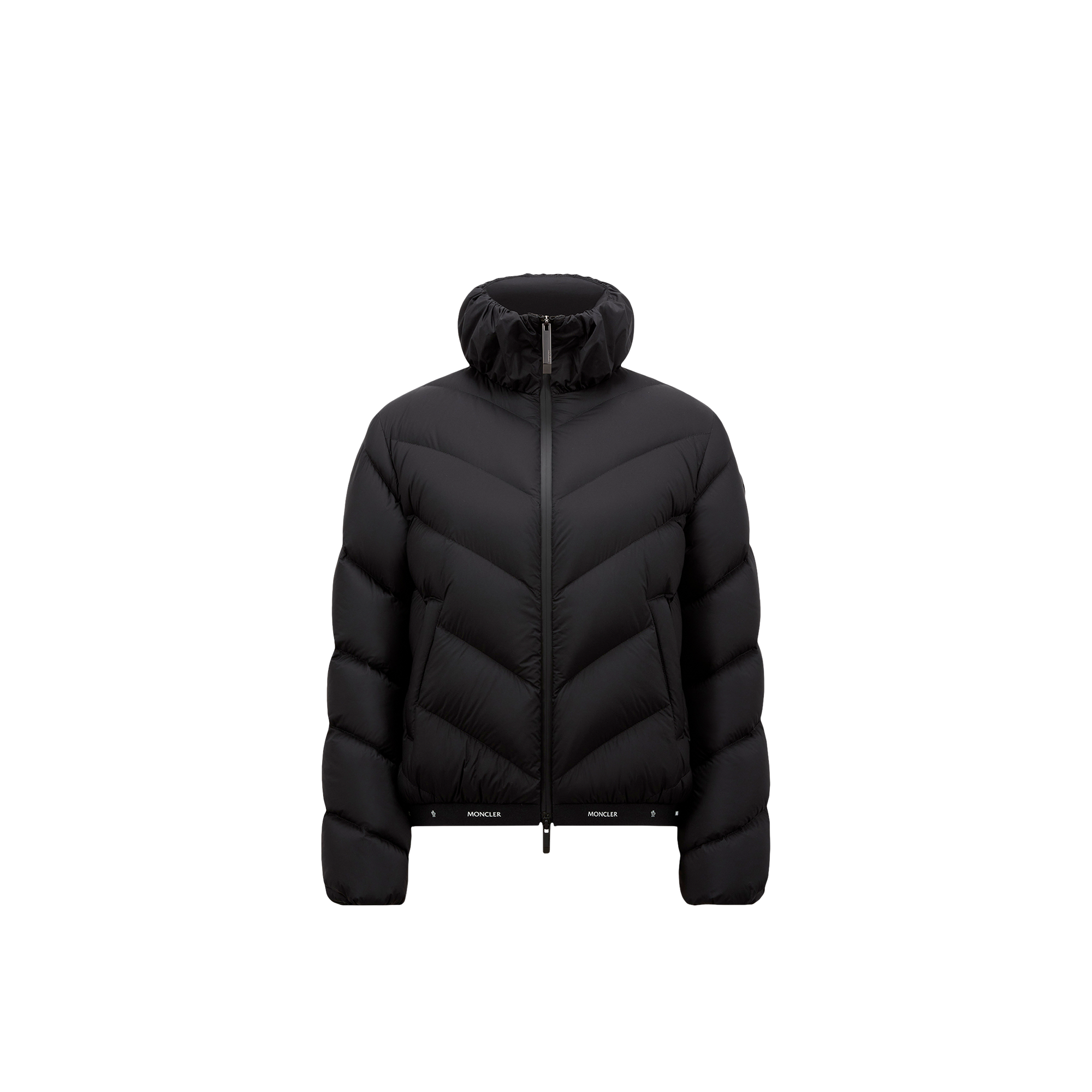 Moncler Grignan Diagonal-quilted Short Down Jacket Black In Black