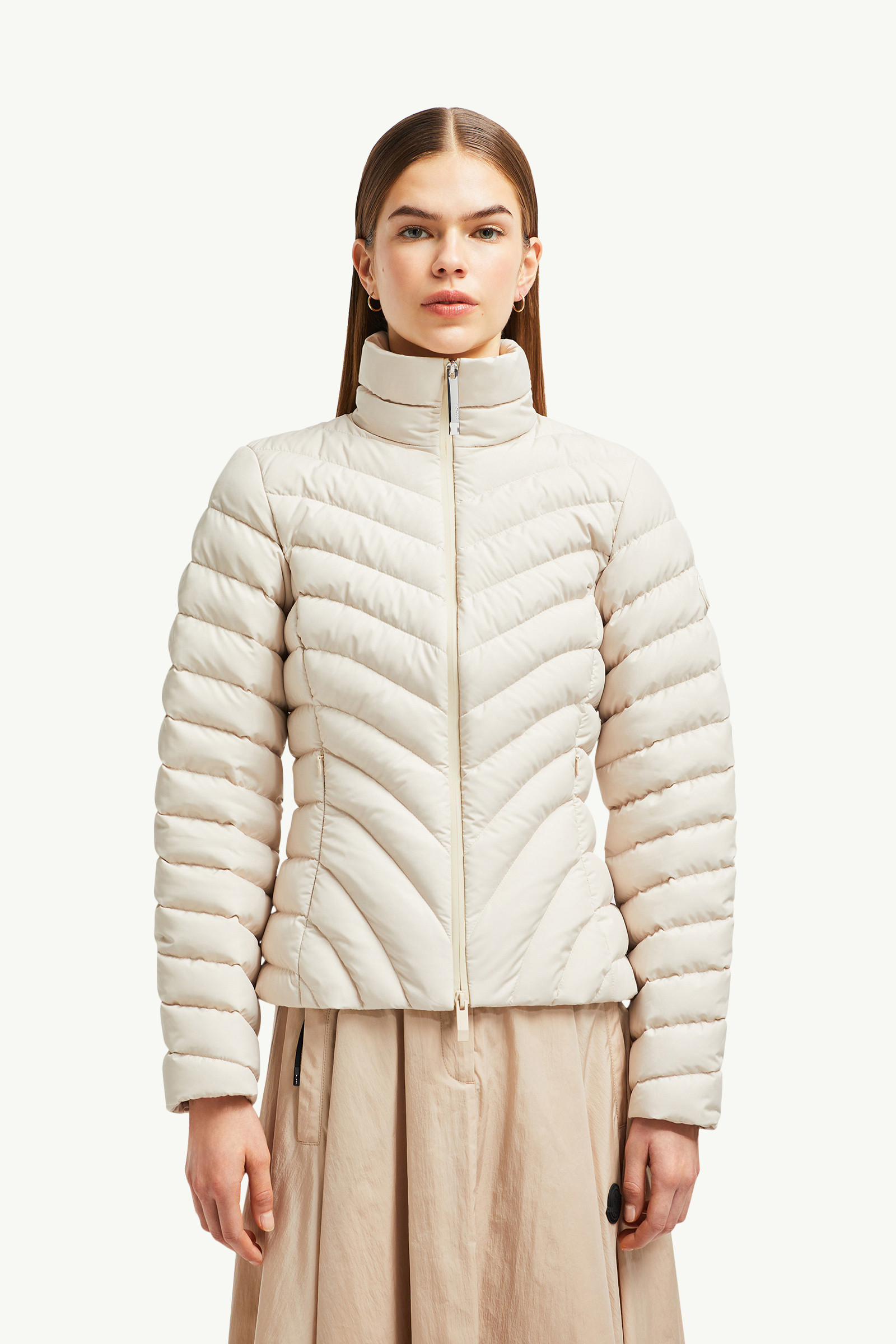 正規★MONCLER GRANGE DIAGONAL キルティング ショートダウン Sand Beige Grange Diagonal-Quilted Short Down Jacket - Short