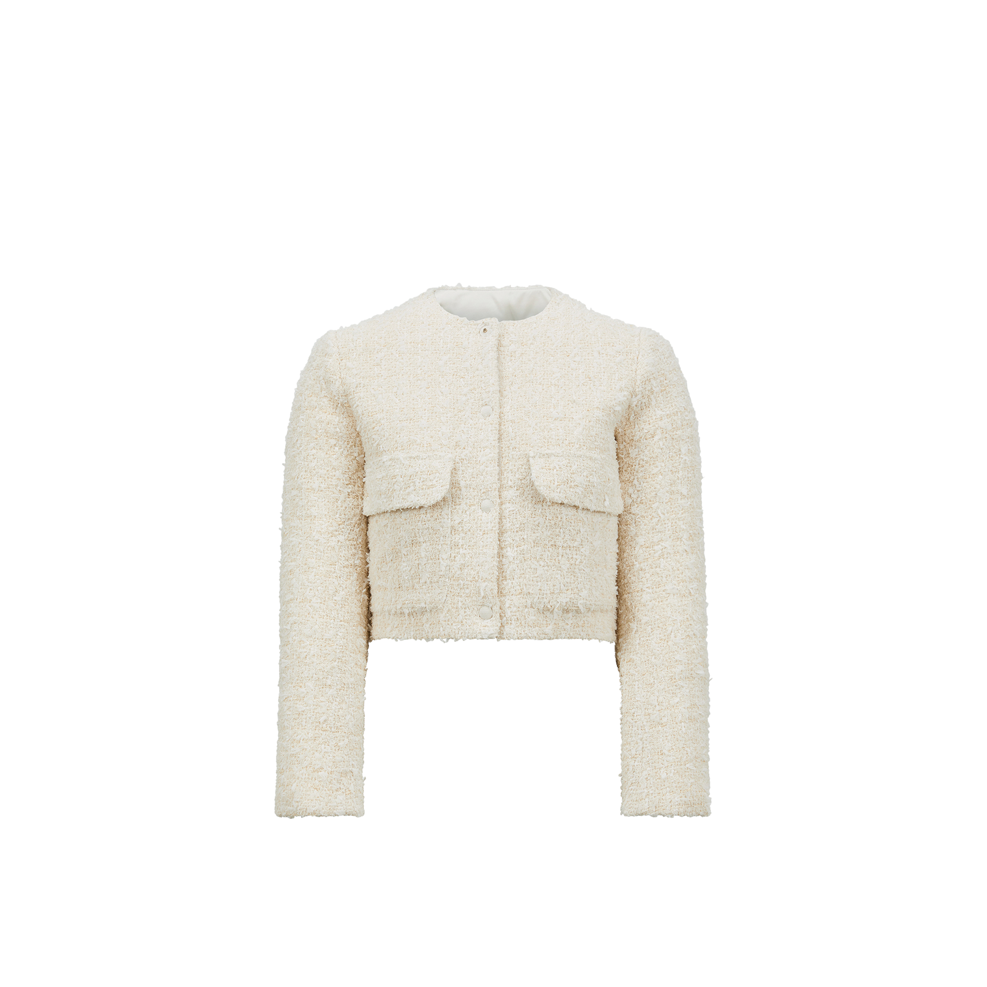 Moncler Dauphin Tweed Short Down Jacket White In White