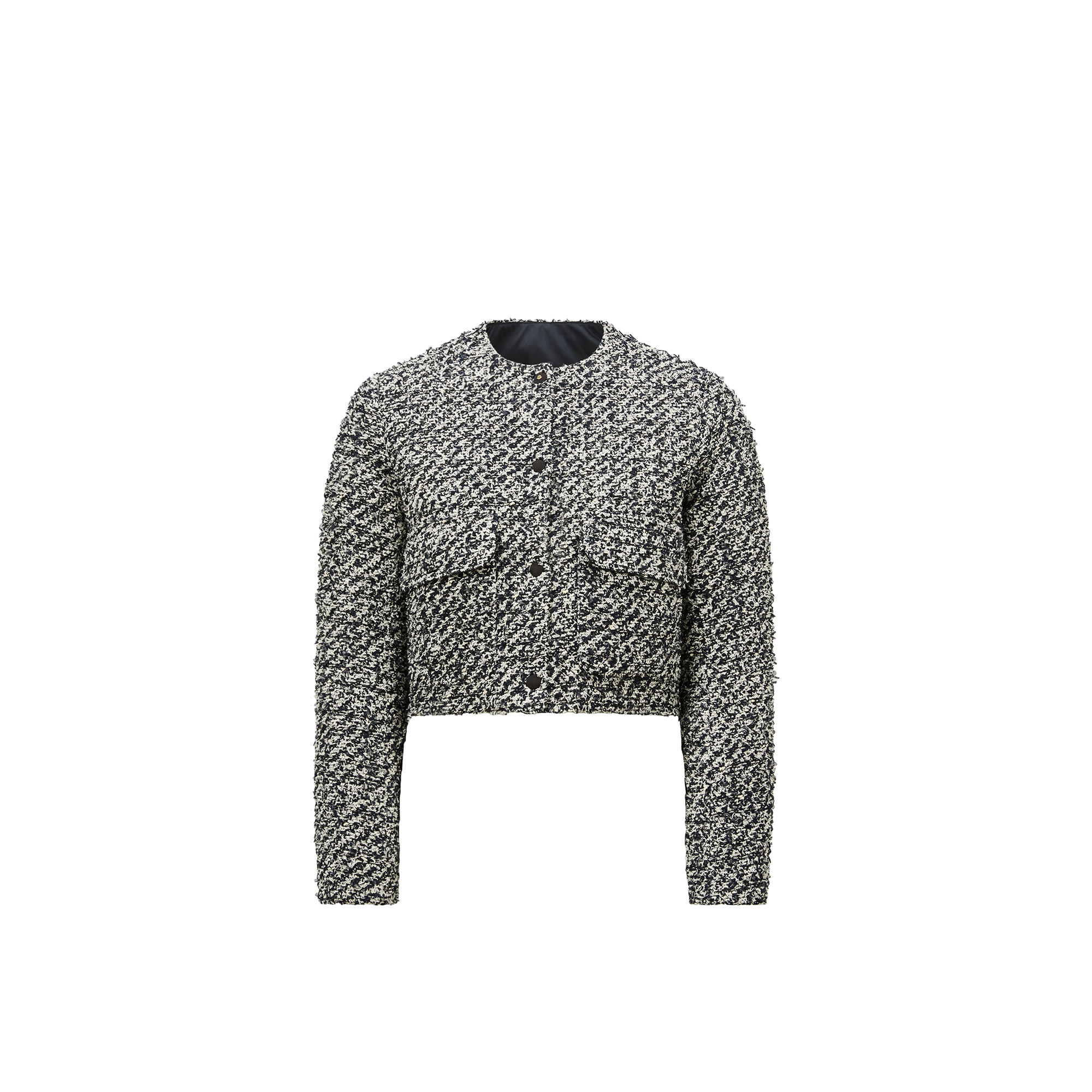 Moncler Doudoune Courte En Tweed Dauphin In Multicolour
