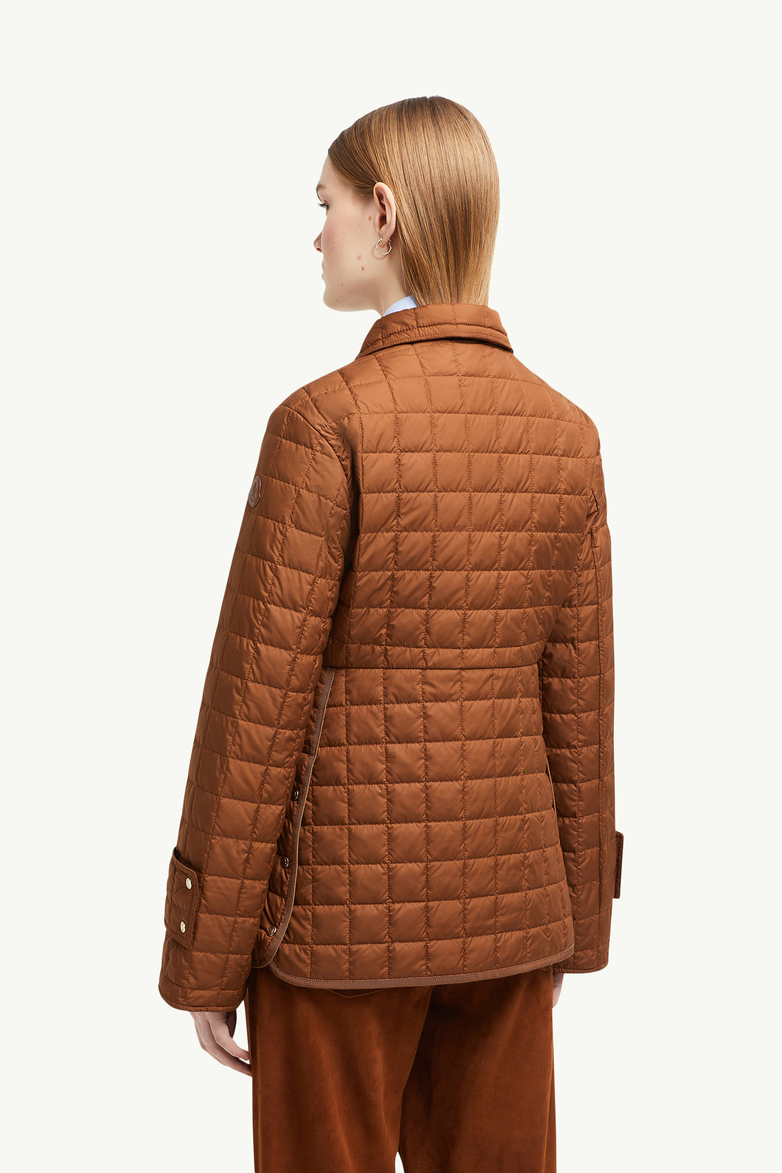 Brown Epinal Square-Quilted Down Shirt Jacket - Short Down