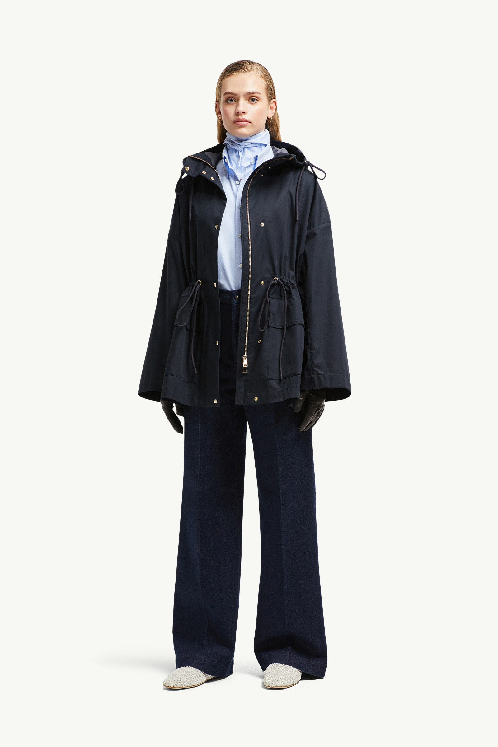 Navy Blue Gaillon Hooded Cotton Parka - Windbreakers Navy Blue Gaillon Hooded Cotton Parka - Windbreakers