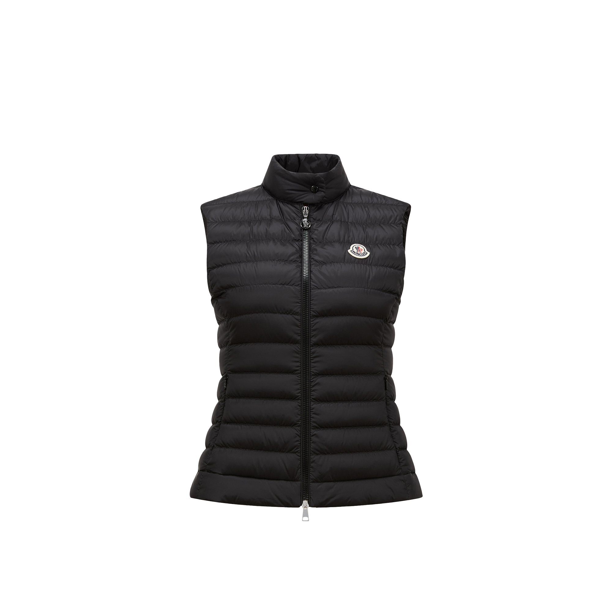 Moncler Quilted Black Vest With High Collar And Fitted Silhouette In Black