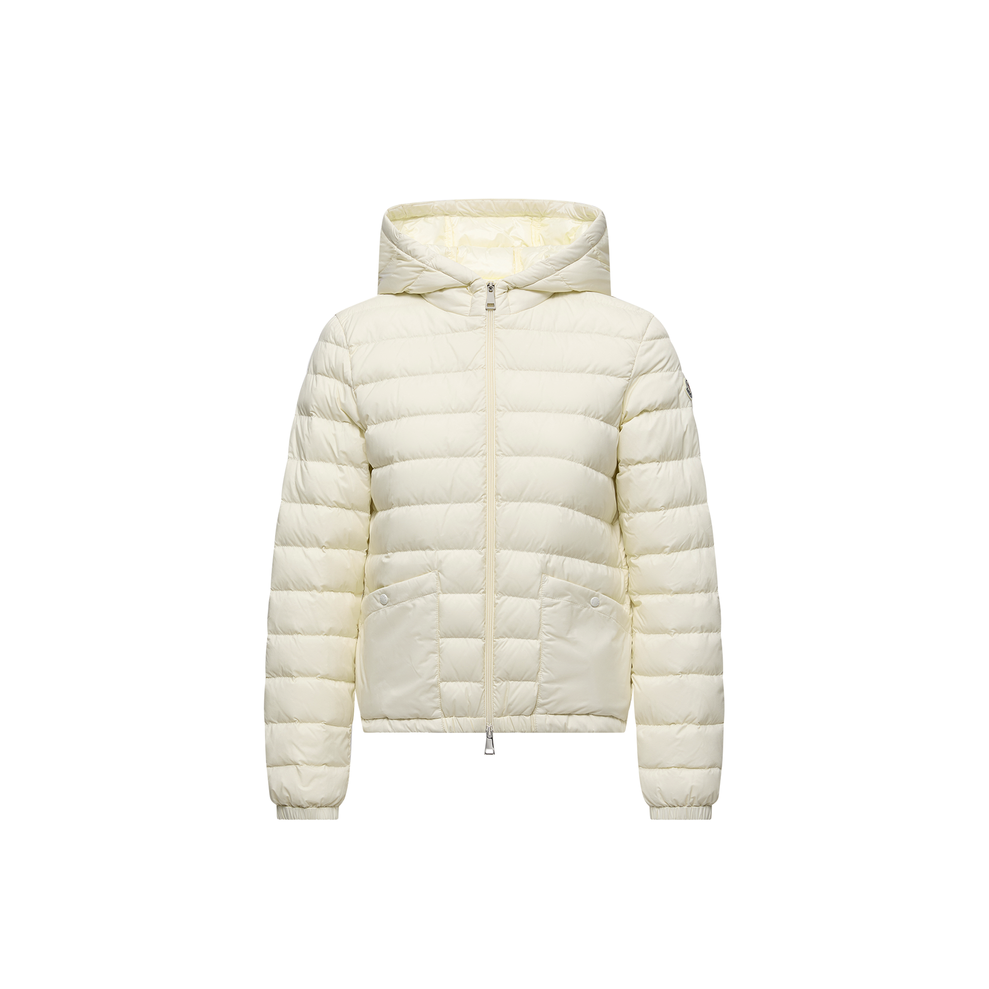 Moncler Hede Hooded Short Down Jacket White In White