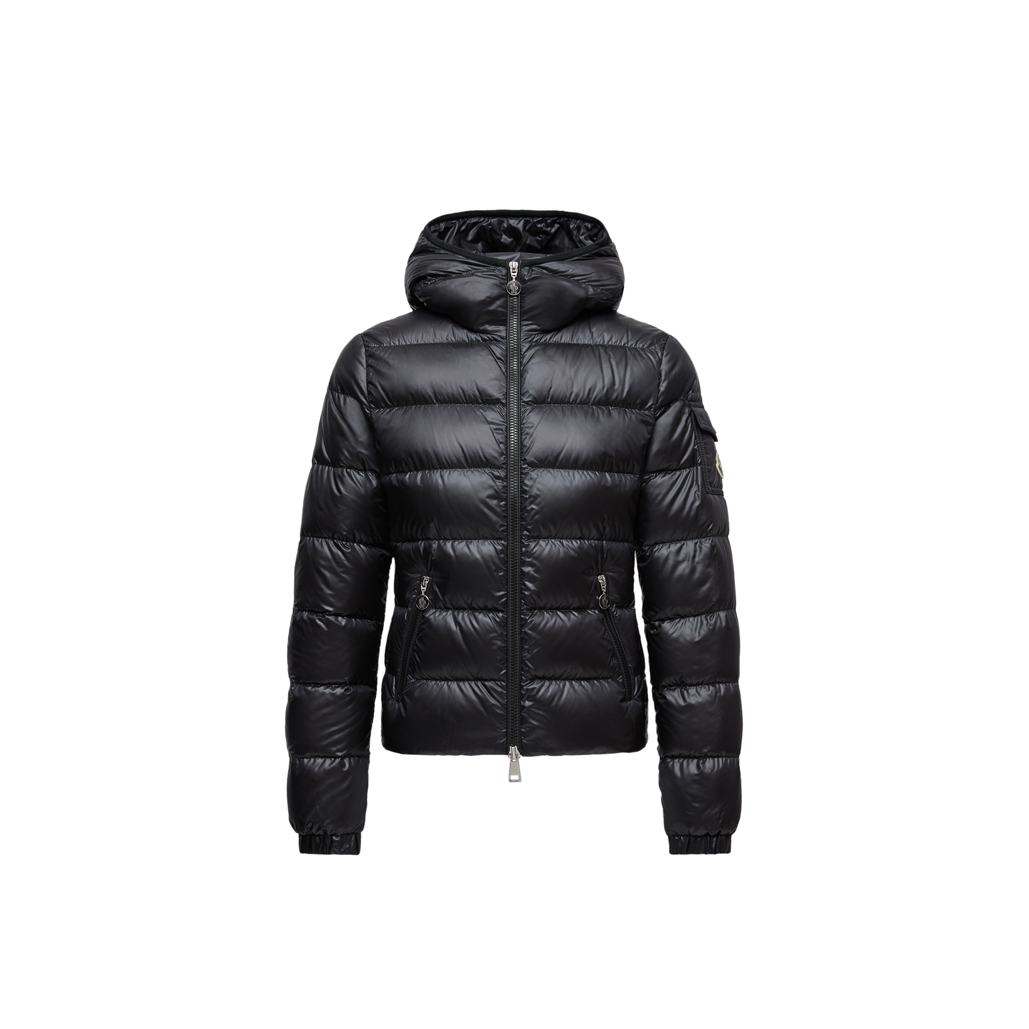 MONCLER GLES HOODED SHORT DOWN JACKET, WOMEN, BLACK, SIZE: 5 