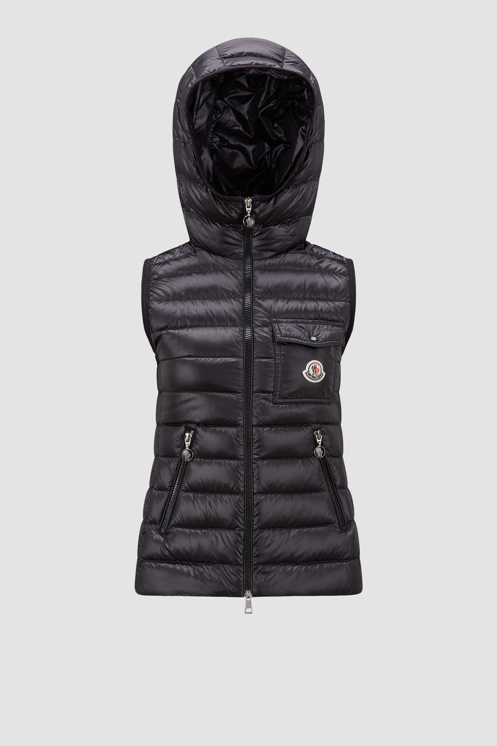 Black Glygos Hooded Down gilet Vests for Women Moncler ES