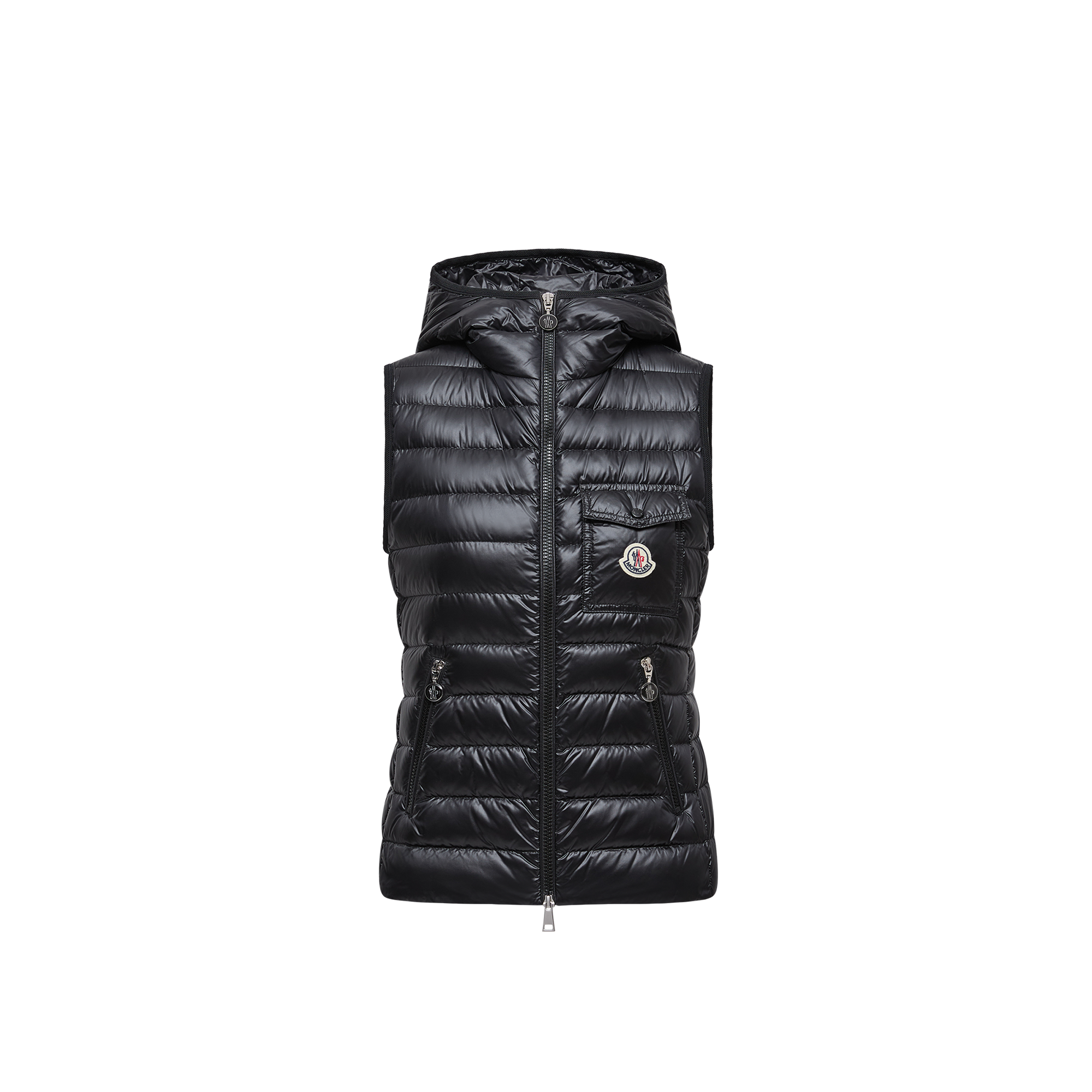 Moncler Doudoune Sans Manches À Capuche Glygos In Black