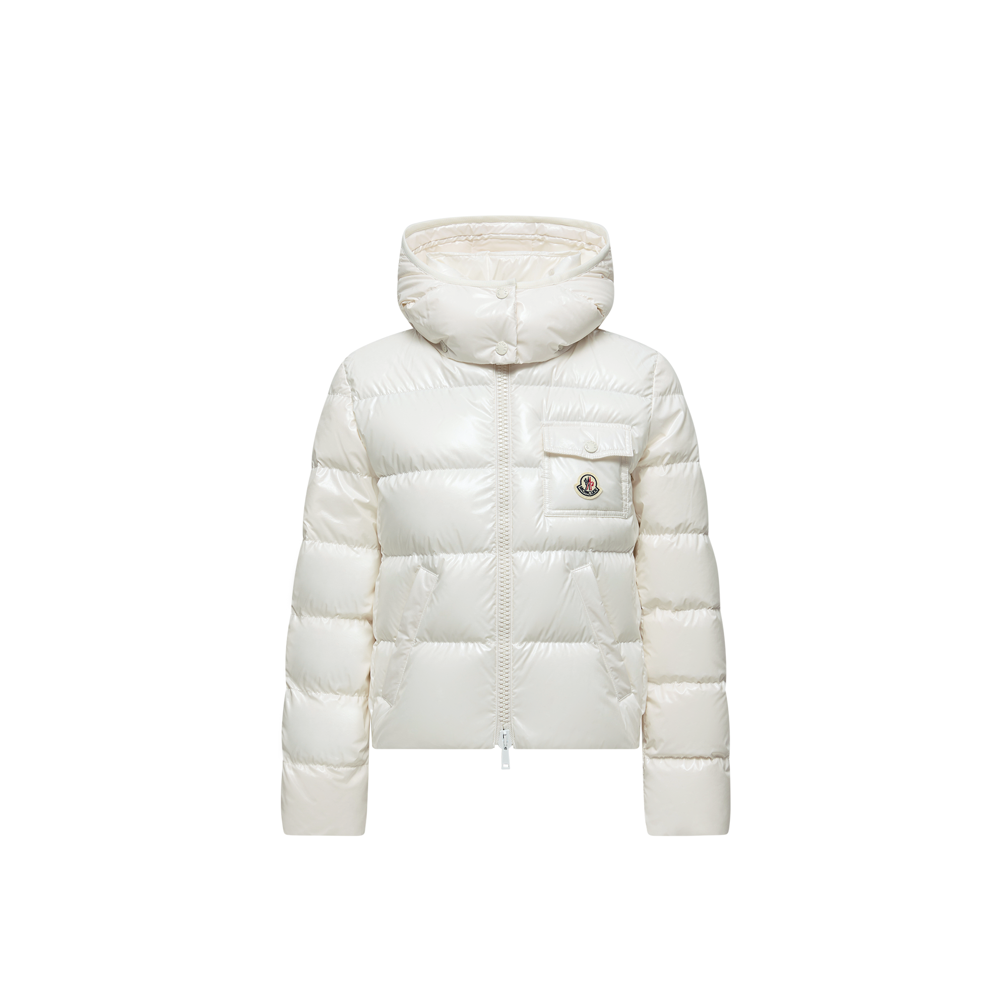Moncler Andro Hooded Short Down Jacket White In Blanc