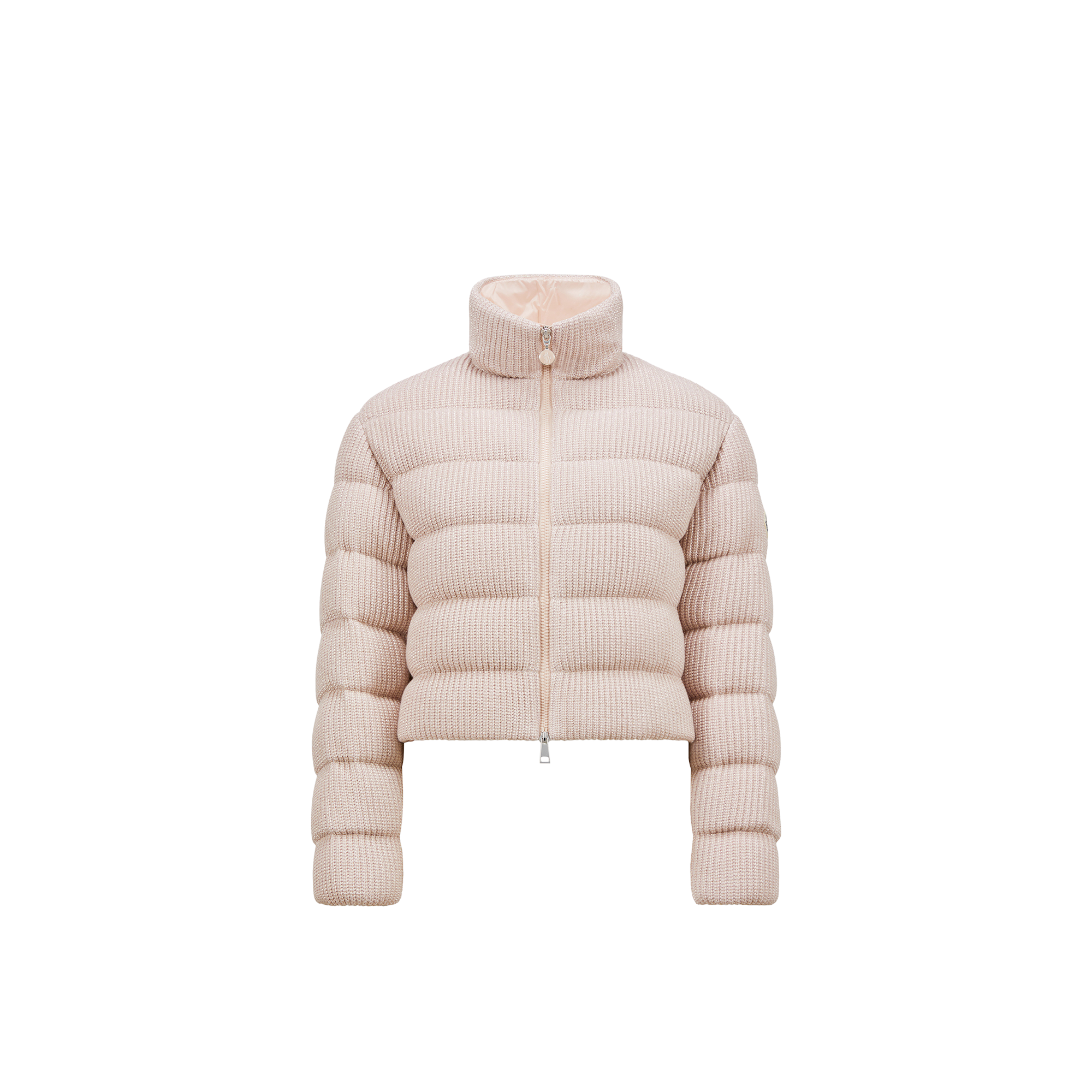 Moncler Thoiry Laminated Cotton Short Down Jacket Pink In Pink