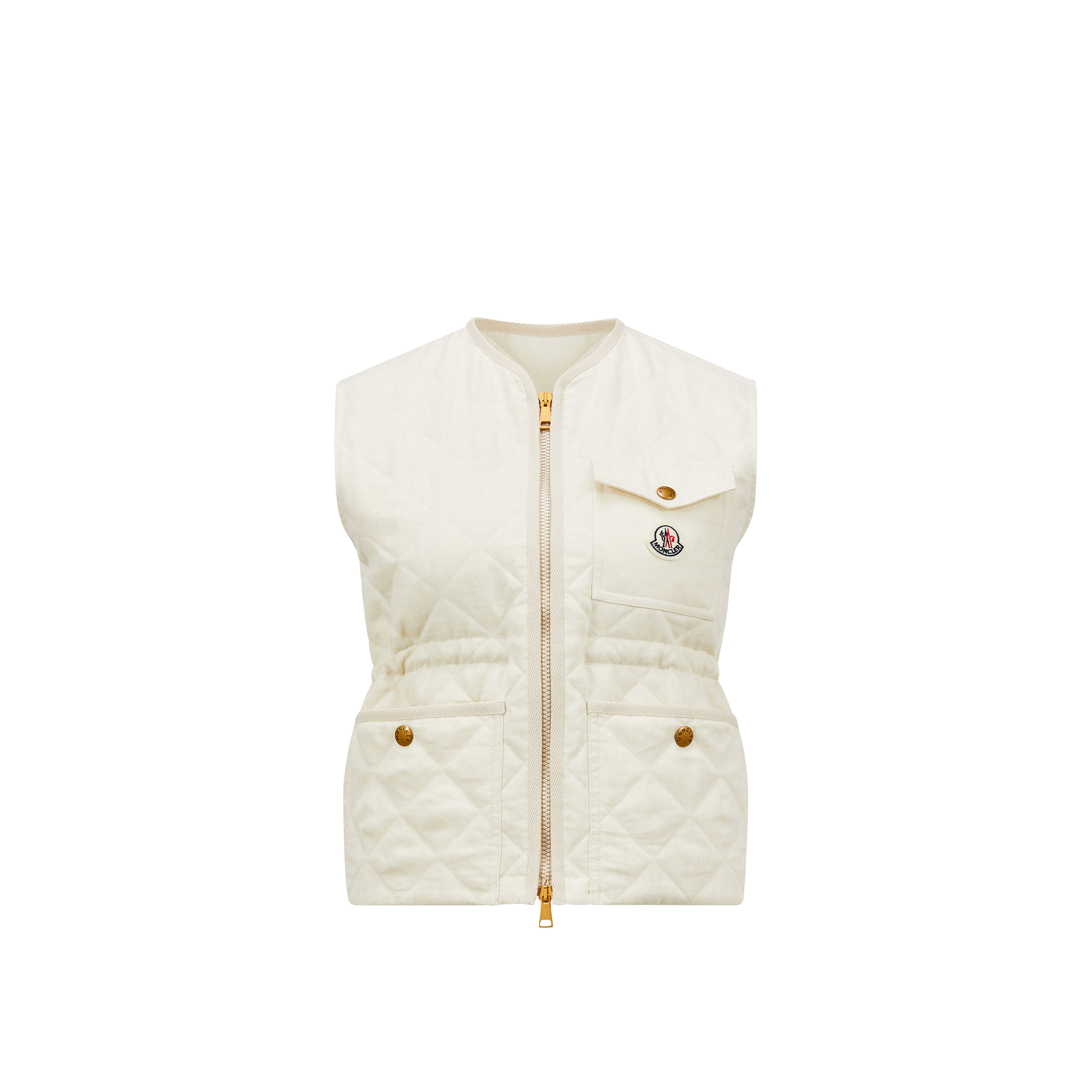 Moncler Vigny Diamond Quilted Linen Vest In Blanc