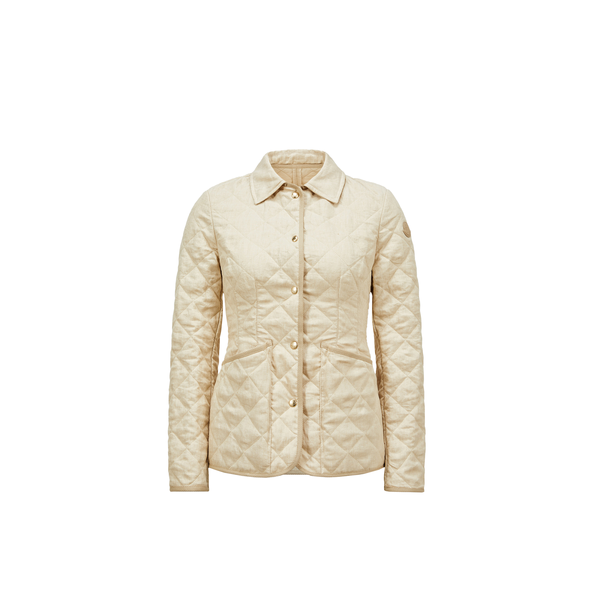 Moncler Uzes Diamond-quilted Padded Linen Jacket Beige In Beige