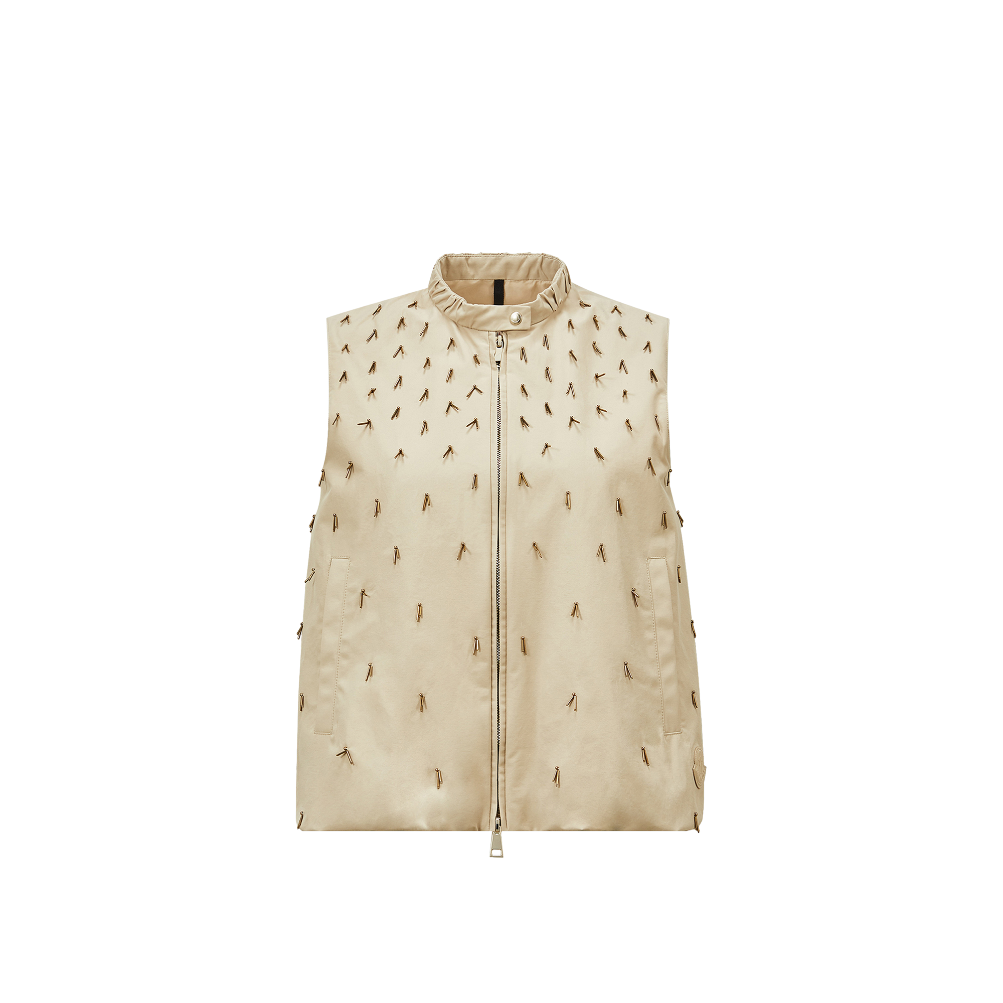 Moncler Gilet En Coton Gruilly Orné De Perles In Beige