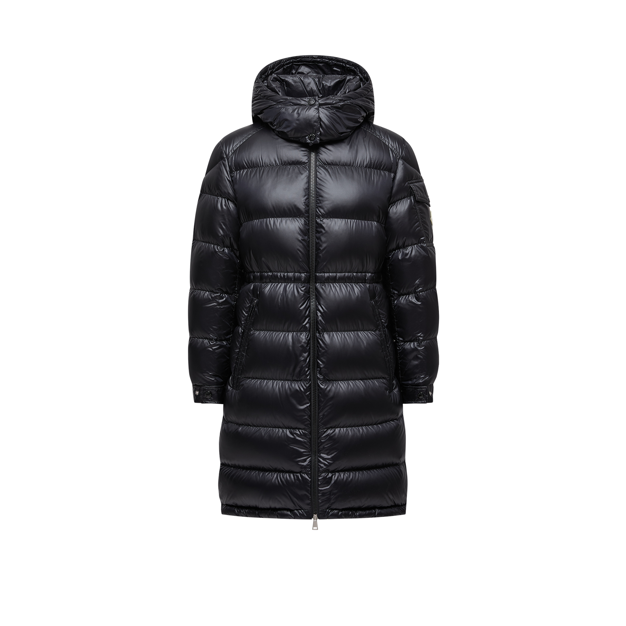 MONCLER MEILLON HOODED LONG DOWN JACKET, WOMEN, BLACK, SIZE: 5