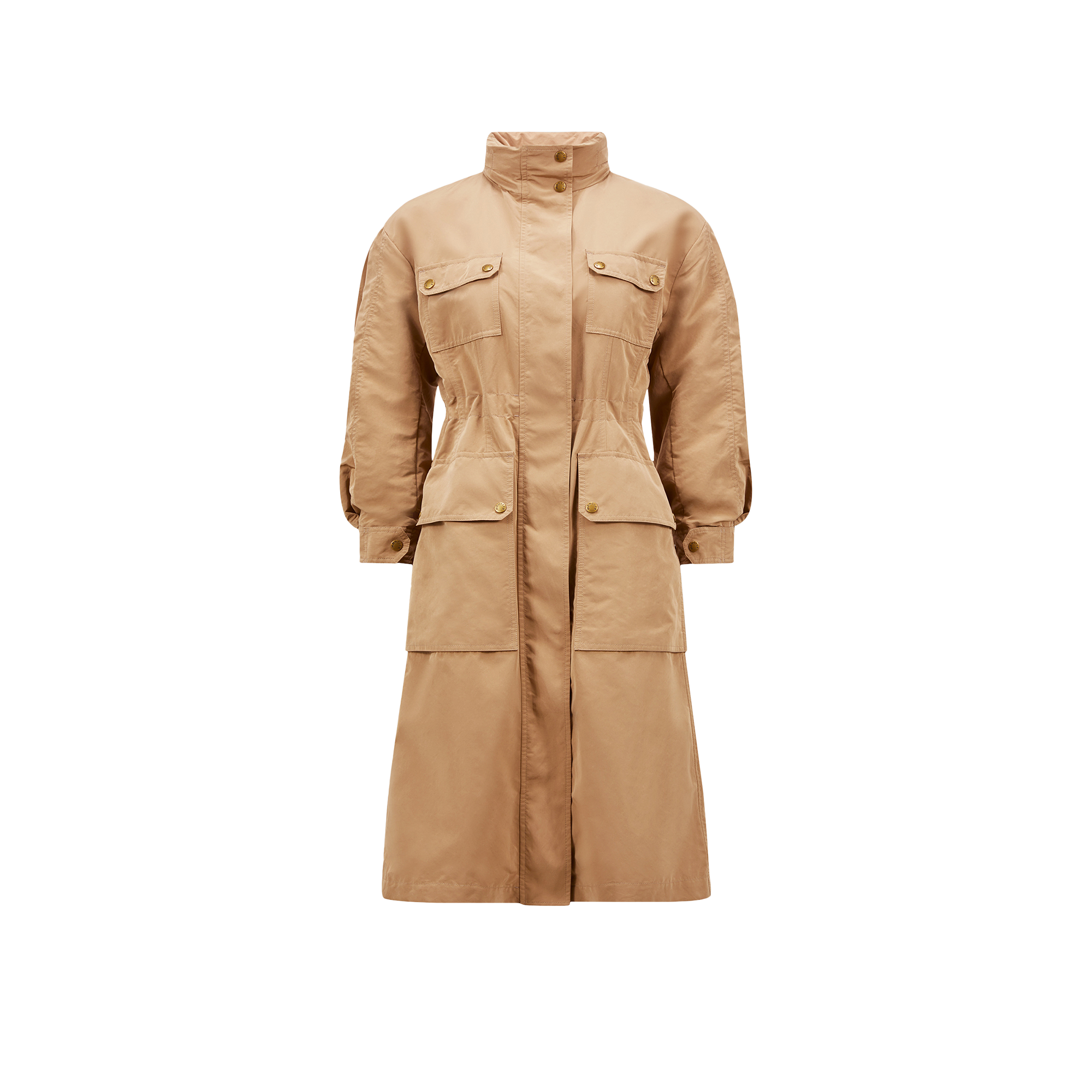 Moncler Seven-quarter Sleeve Parka Coat In Beige