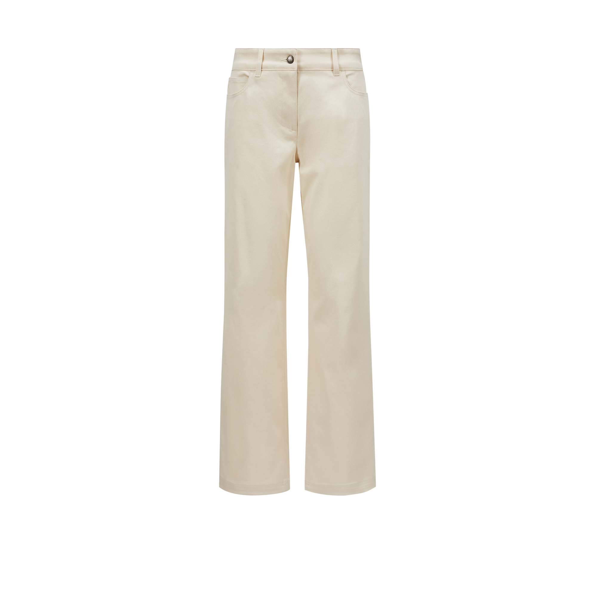Moncler Cotton Gabardine Straight Leg Trousers, Women, White, Size: 44 In White