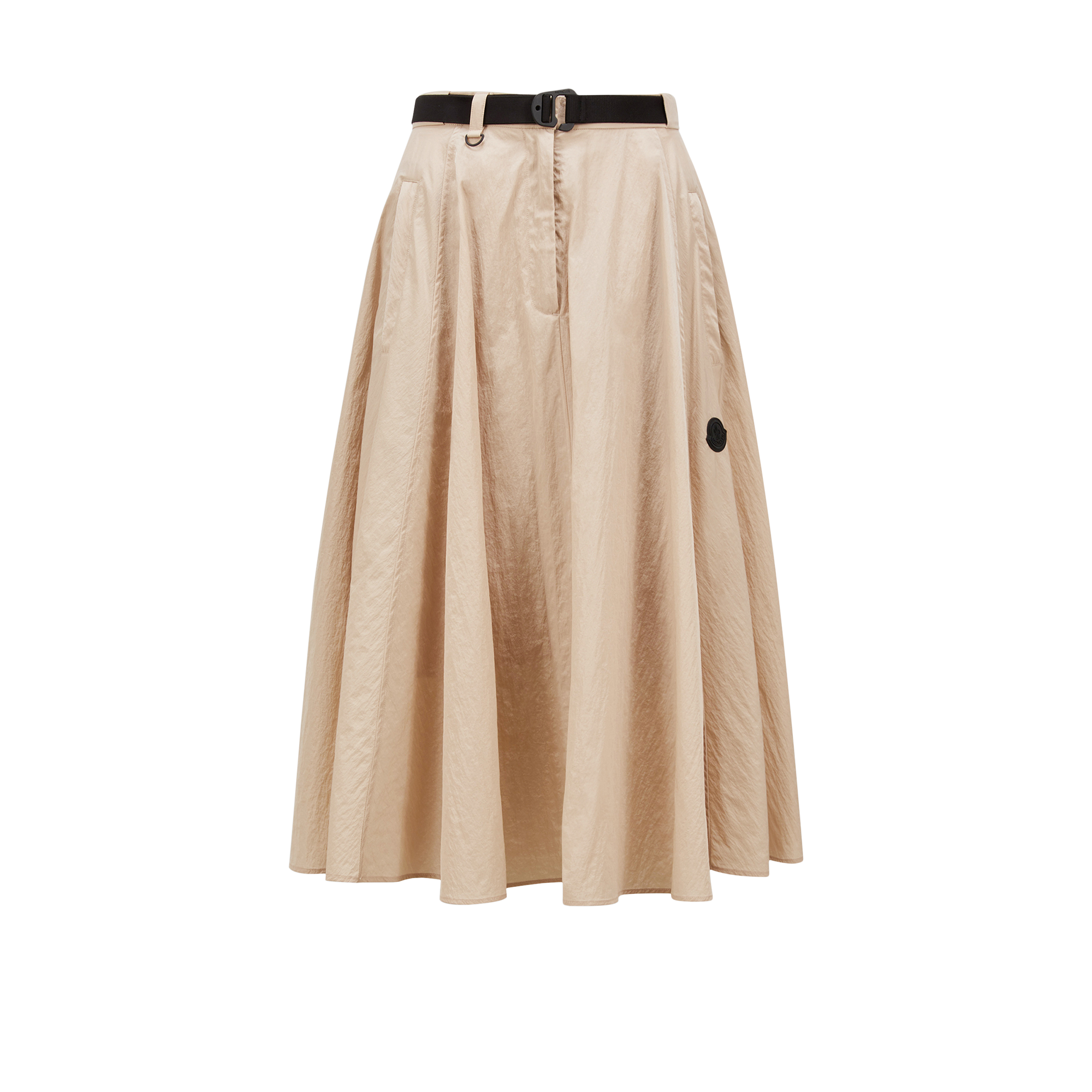 Moncler Belted Midi Skirt Beige In Beige